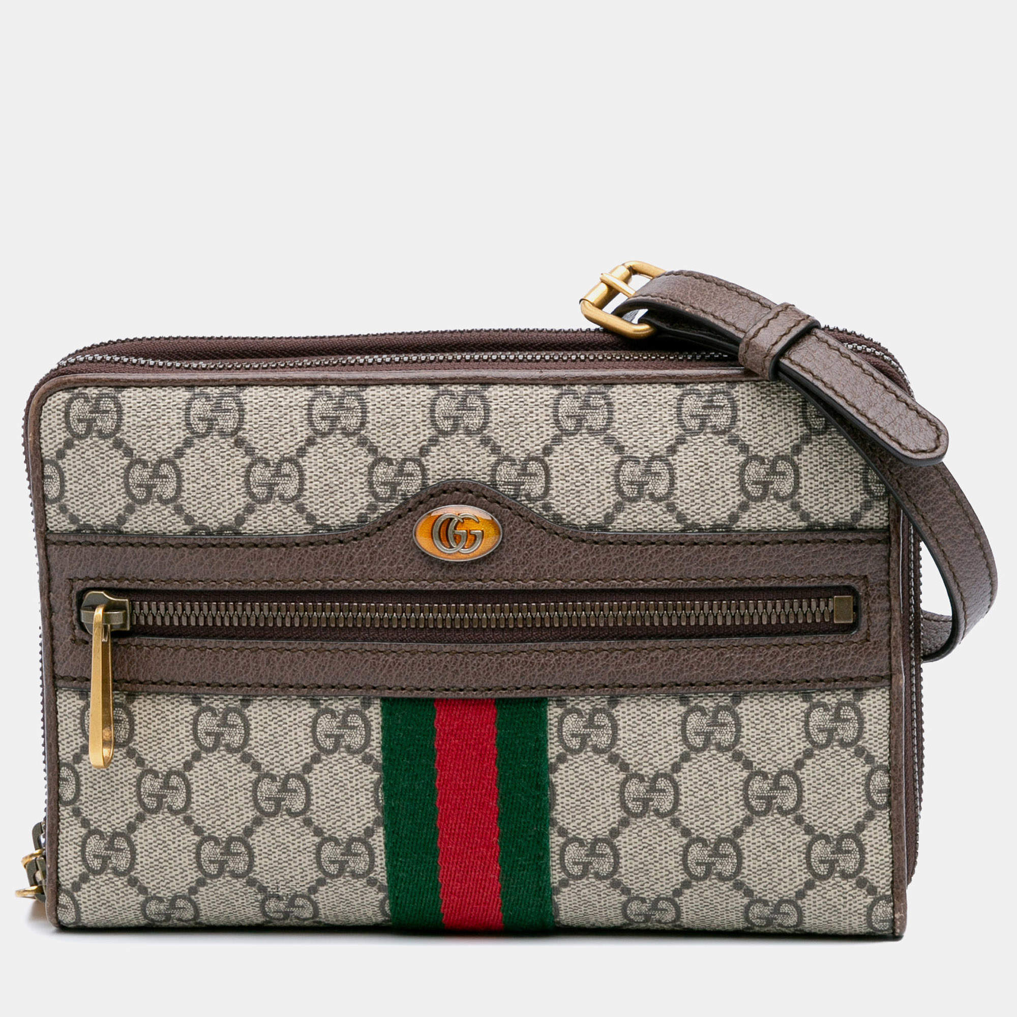 مملوكة مسبقًا Gucci Brown GG Supreme Ophidia Wallet On Chain