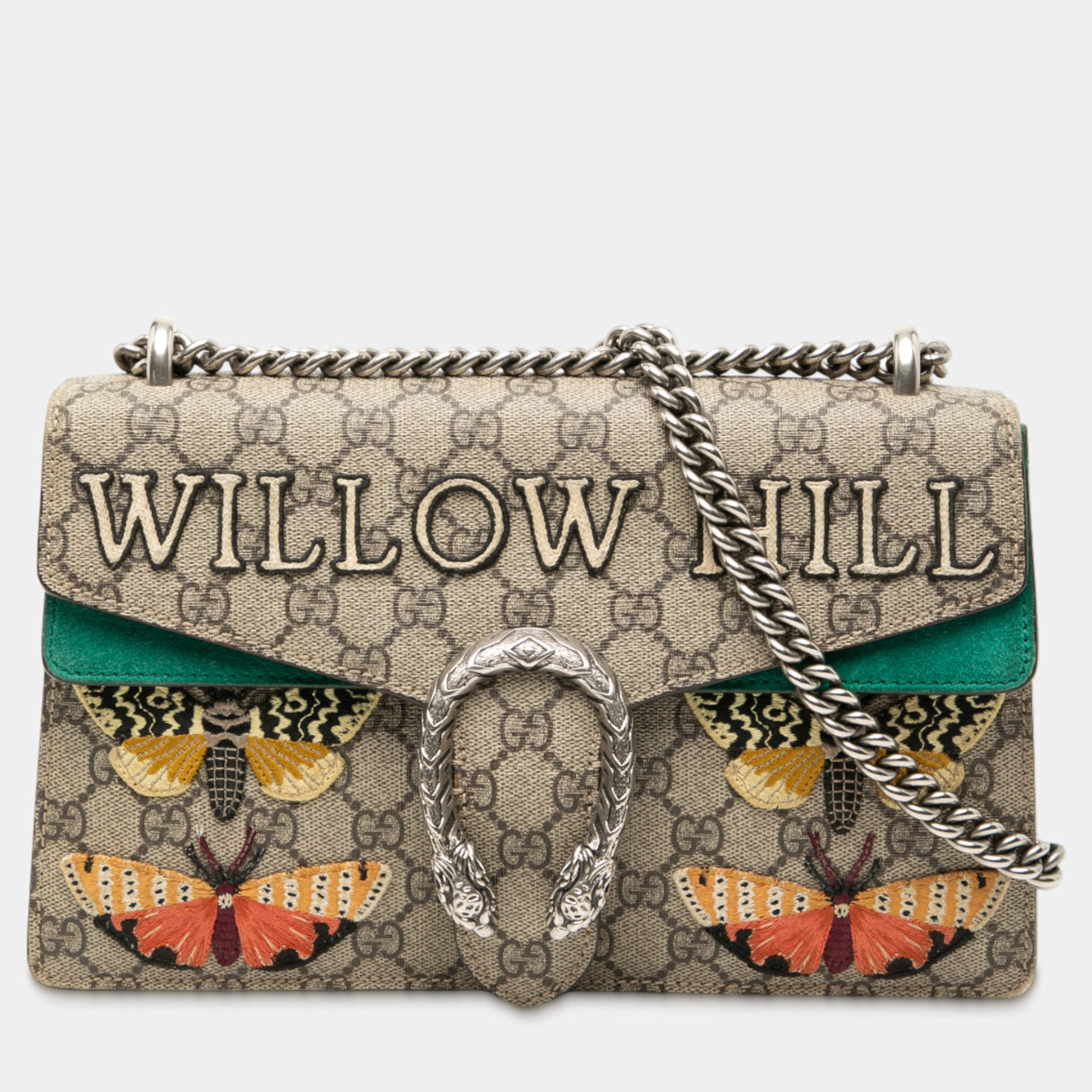 Pre Owned حقيبة كتف غوتشي ديونيسوس تطريز تلة الصفصاف والفراشة GG سوبريم متوسطة بنية