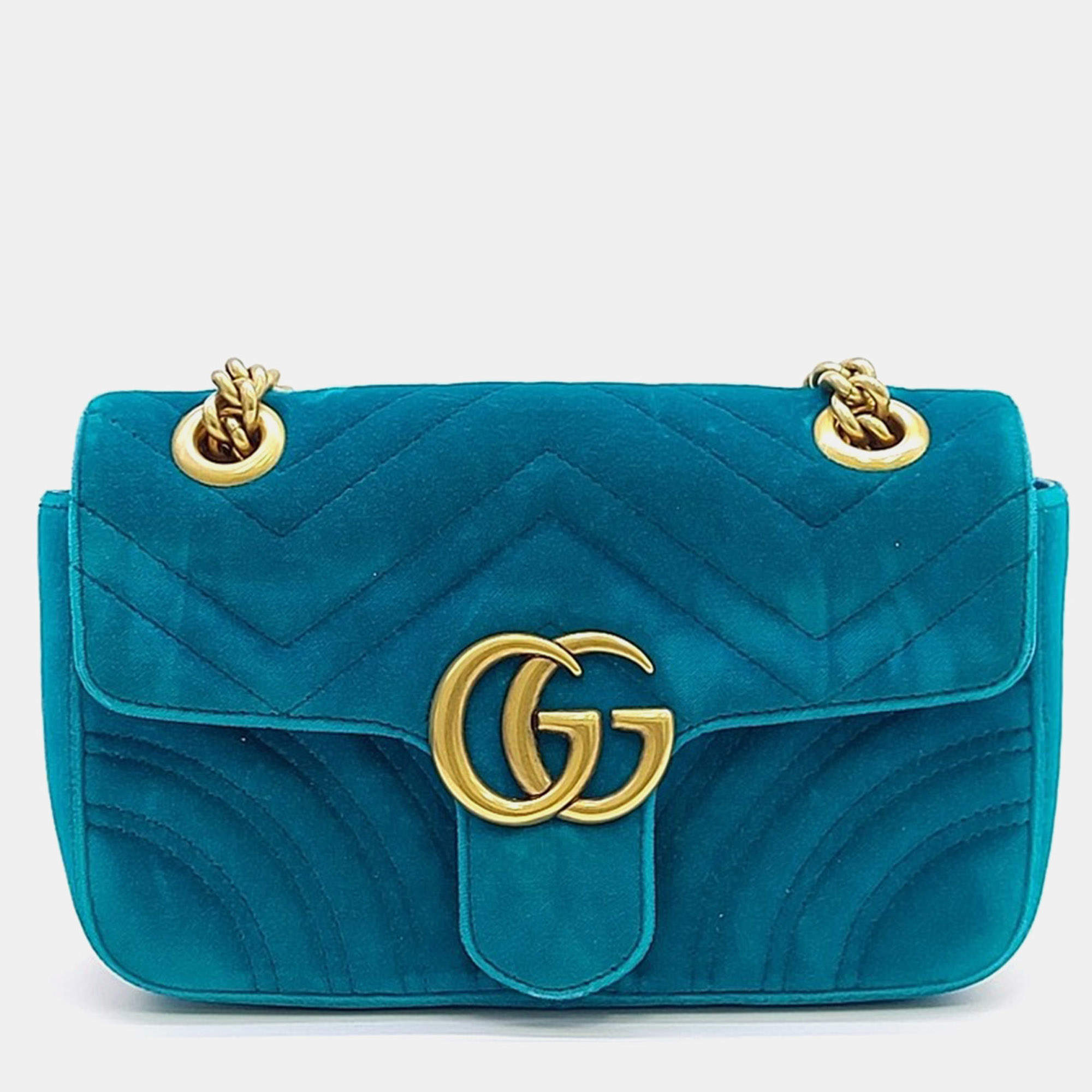 مملوكة مسبقًا Gucci Blue Velvet Velvet Matrasse Mini Shoulder Bag