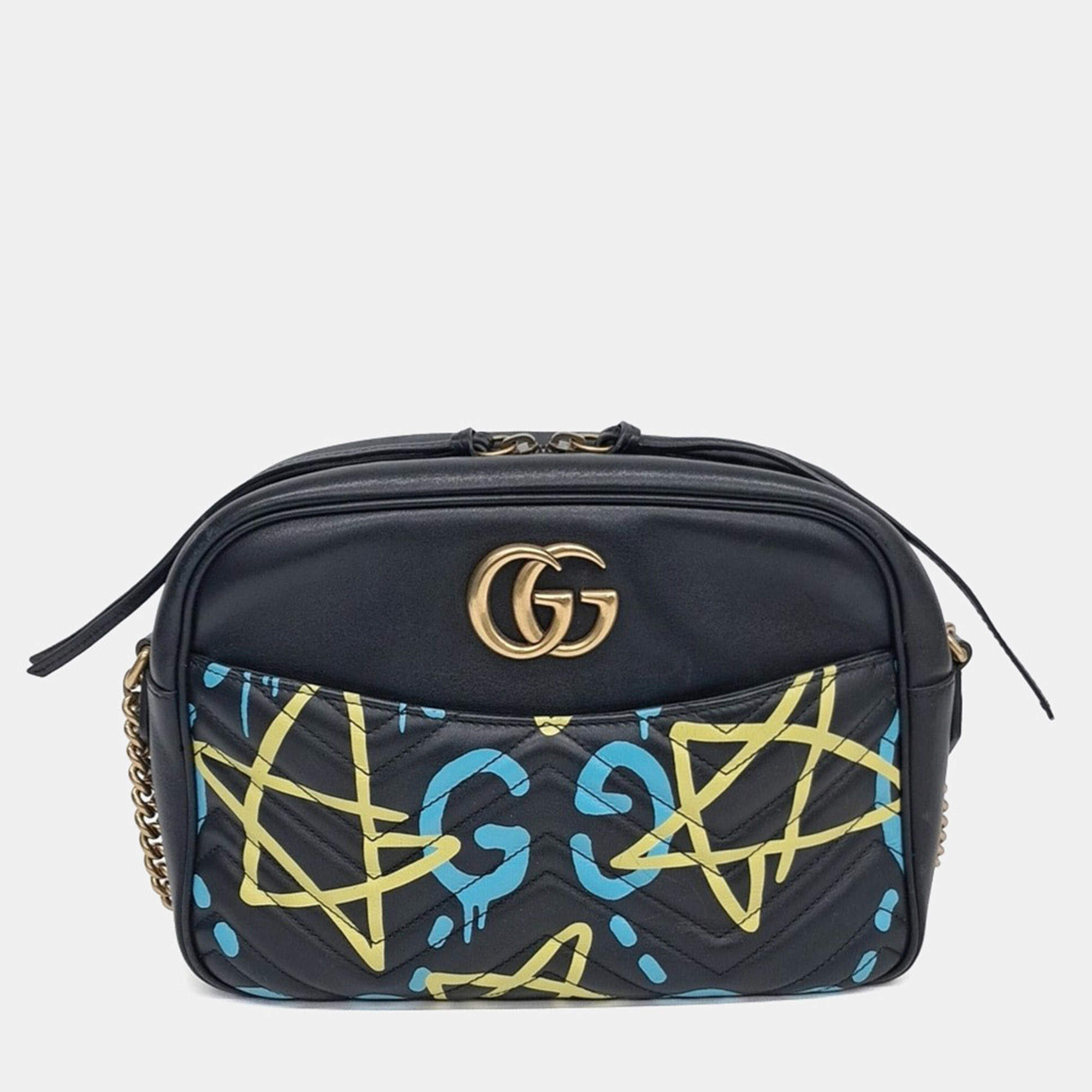 مملوكة مسبقًا Gucci Black Leather Ghost Marmont Matrasse Bag