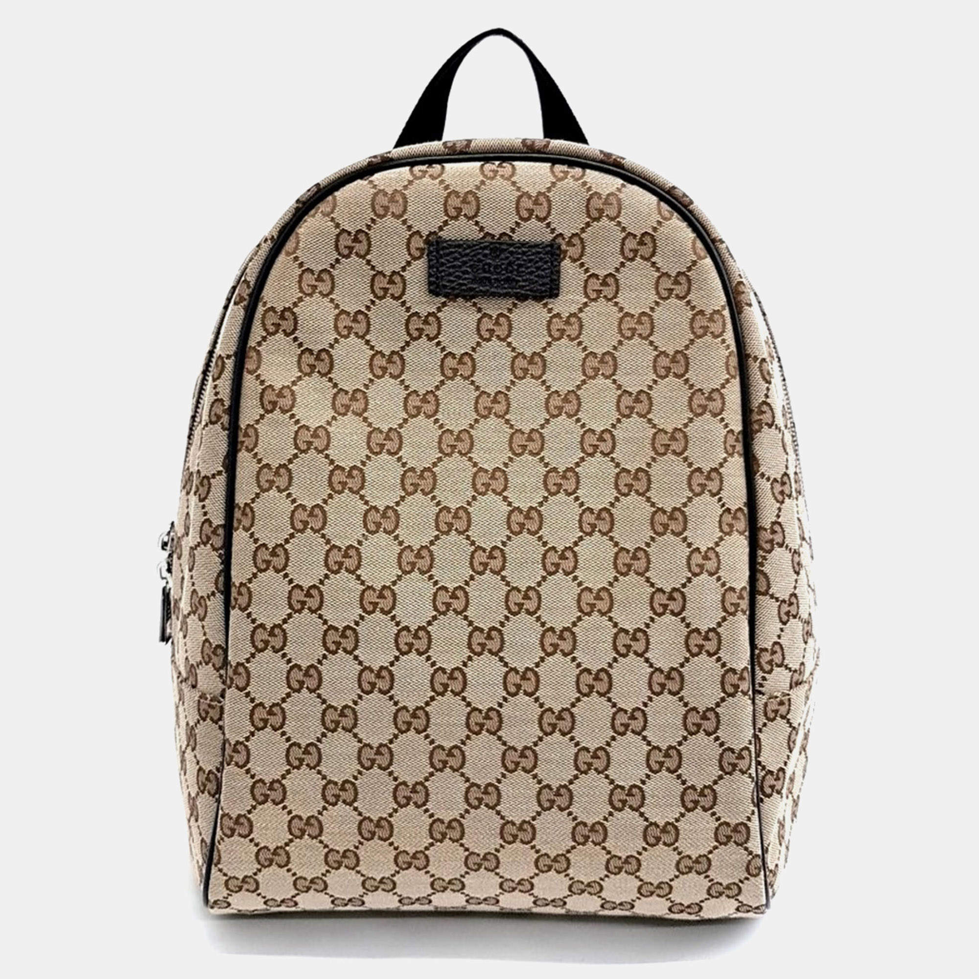 Pre Owned Gucci Beige/Brown Canvas Jacquard Backpack