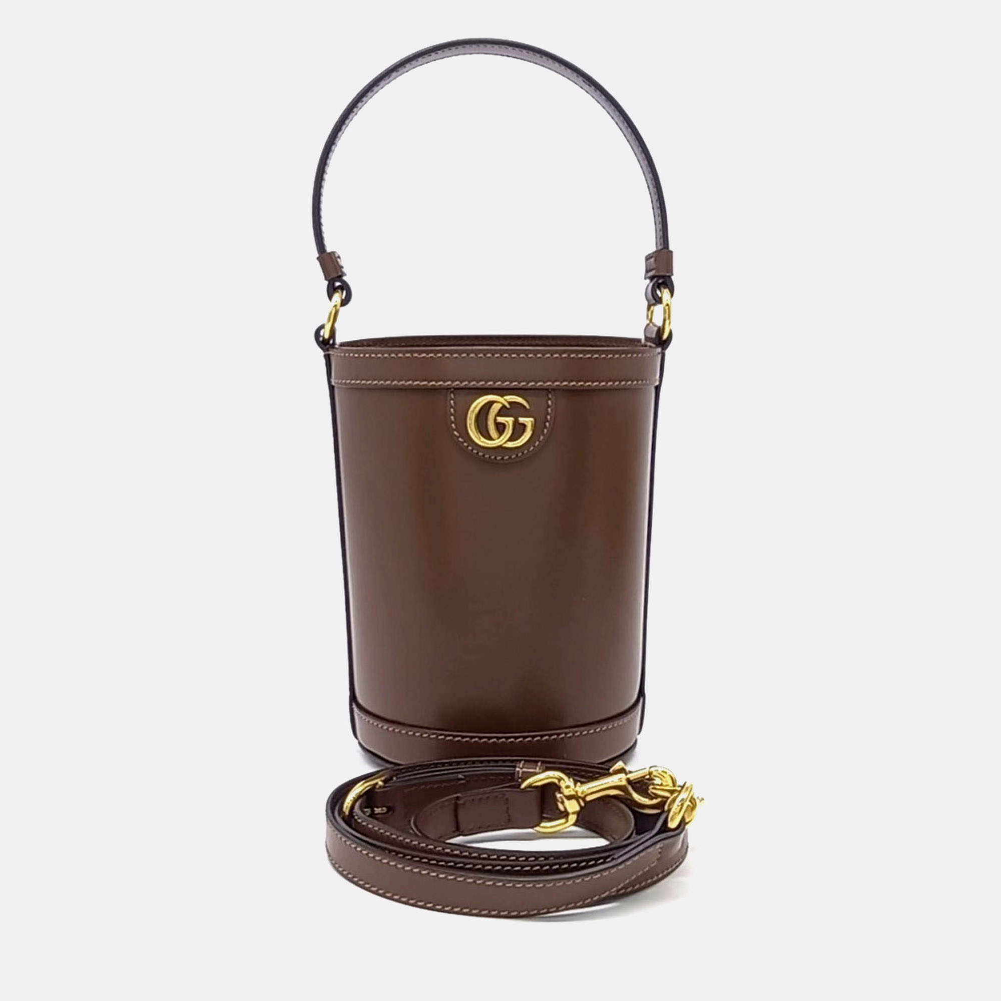 Pre Owned Gucci Brown Leather Odipia Mini Bucket Bag