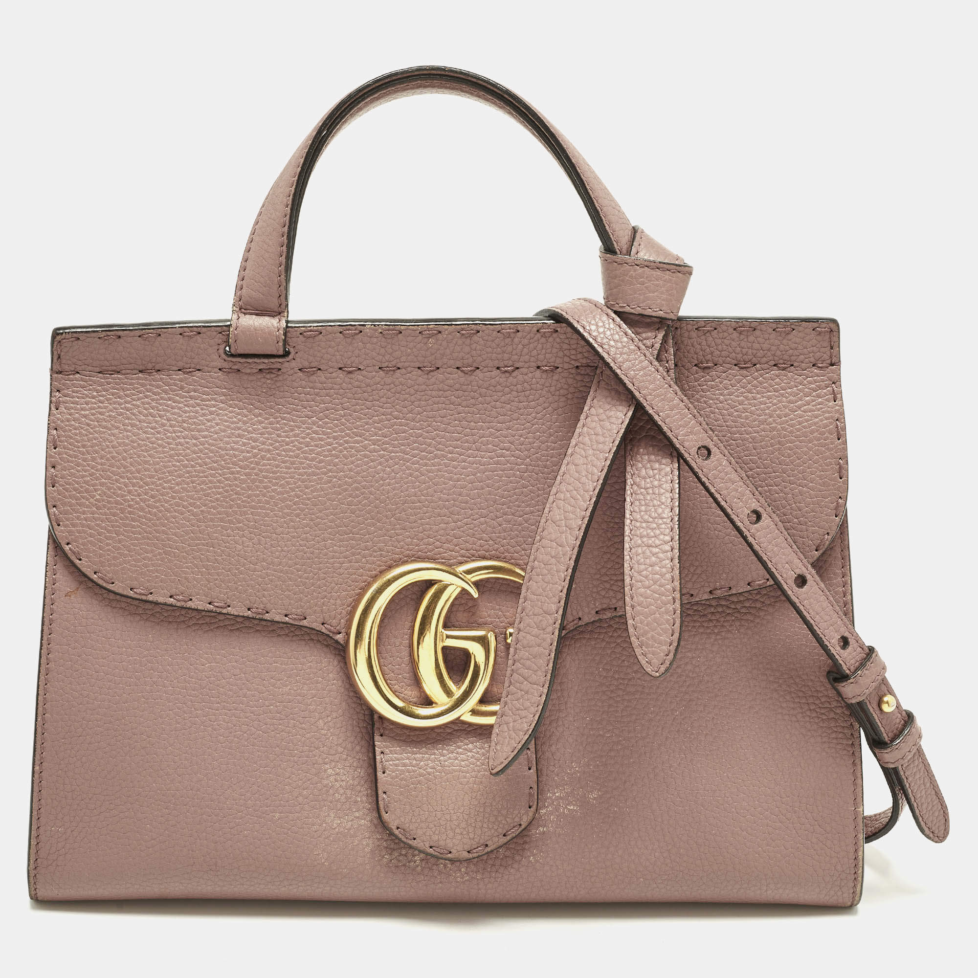 مملوكة مسبقًا Gucci GG Marmont Medium Old Rose Leather Top Handle Bag