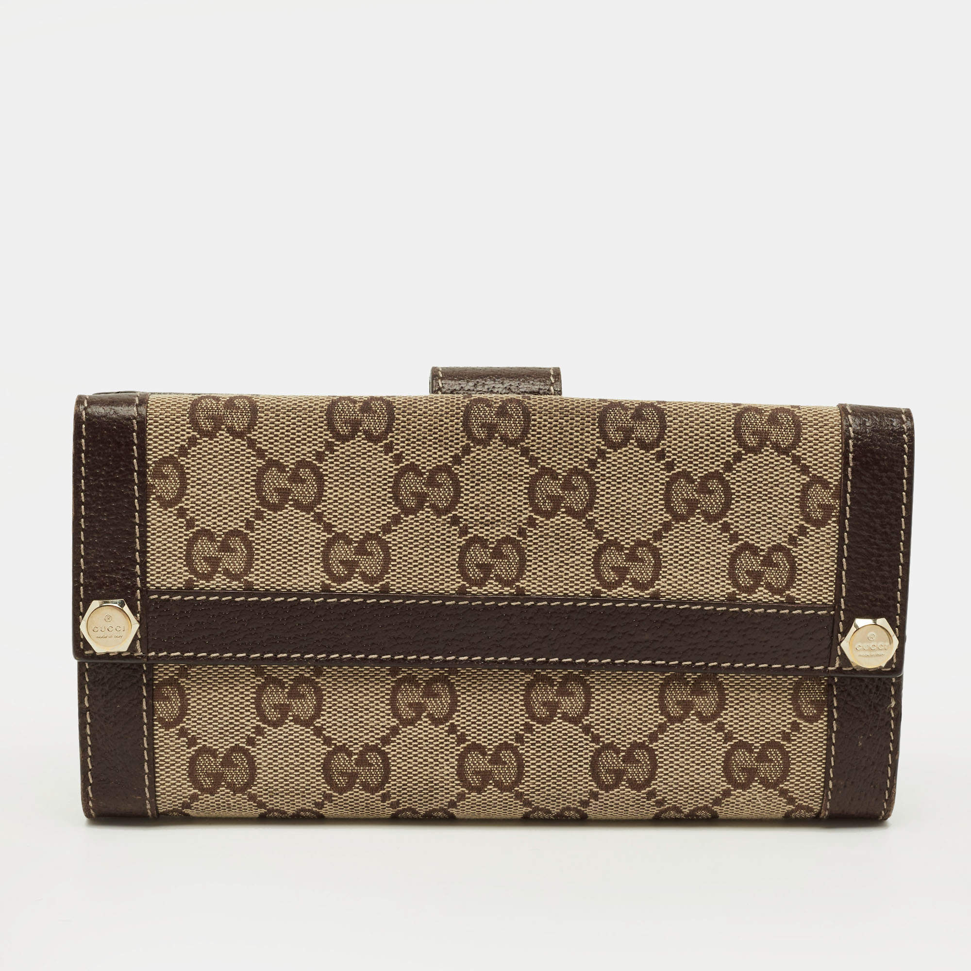 مملوكة مسبقًا Gucci Beige/Brown GG Canvas and Leather French Wallet