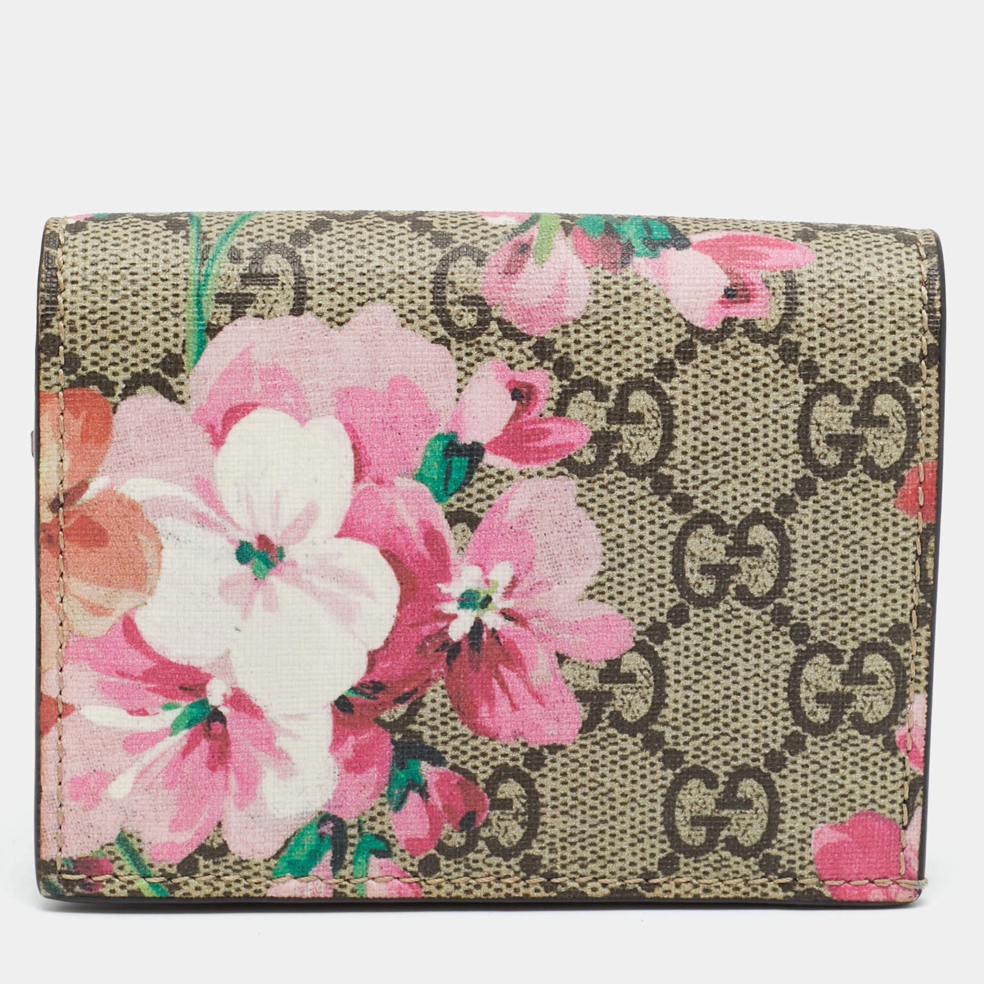 Pre Owned Gucci Multicolor GG Supreme Blooms Canvas Card Case