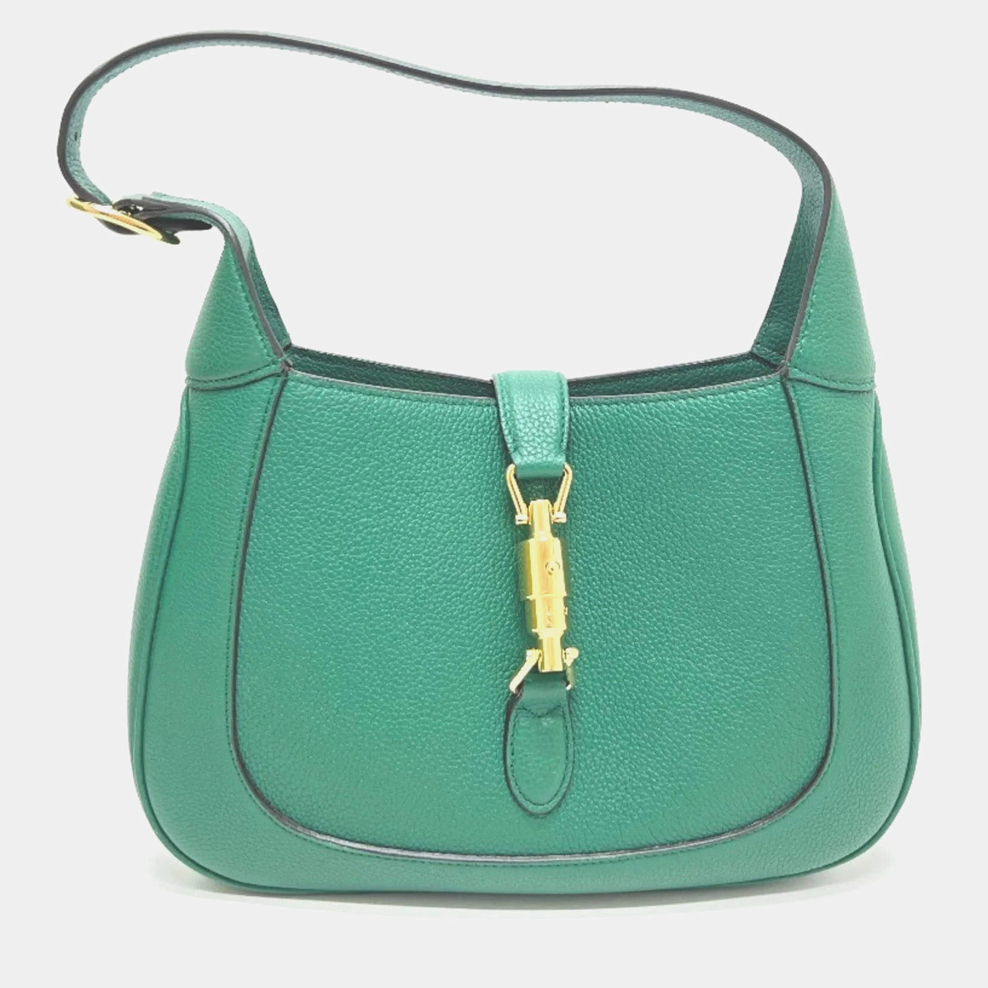 Pre Owned حقيبة كتف جلدية 2-طريقتين صغيرة جاكي 1961 من غوتشي خضراء