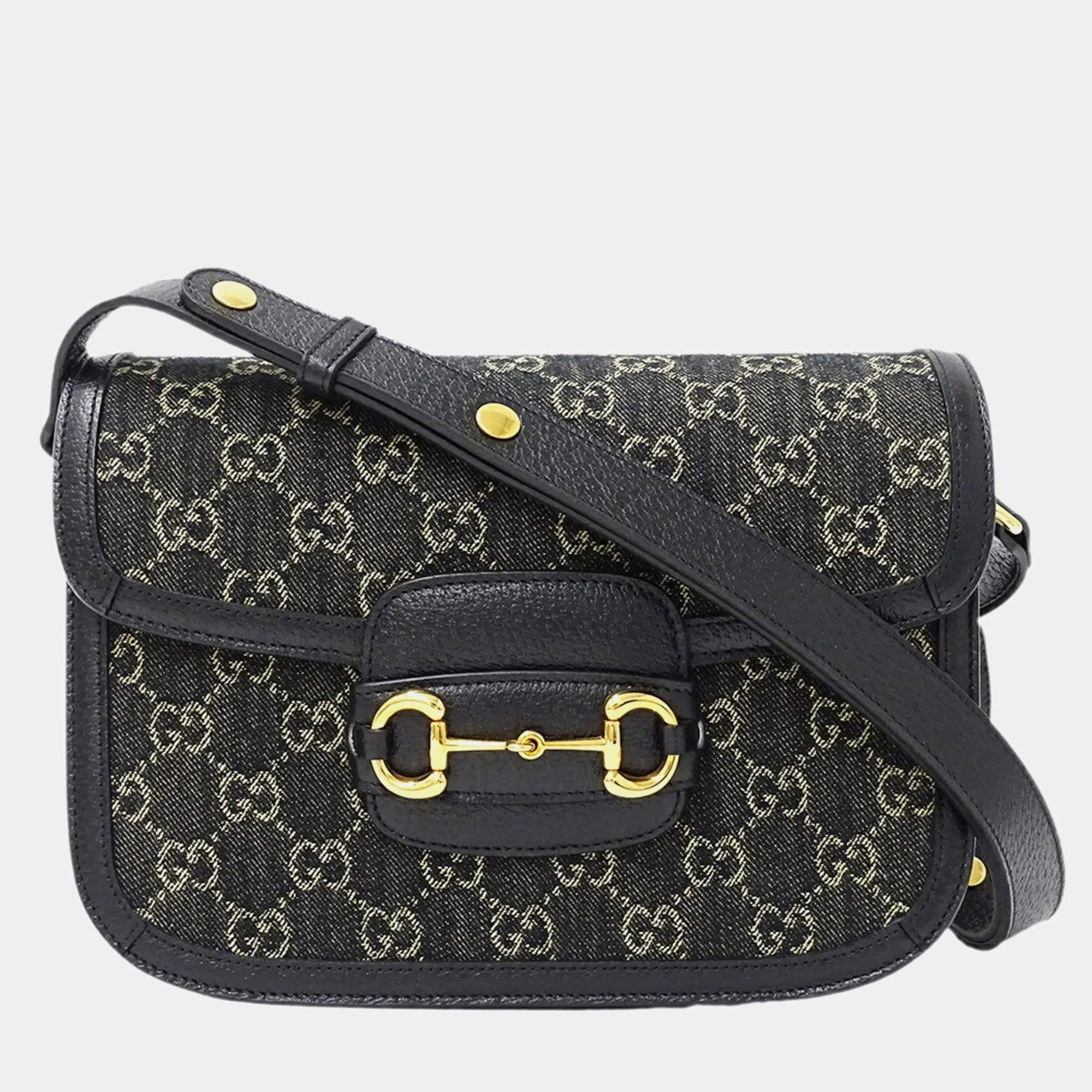 مملوكة مسبقًا حقيبة كتف غوتشي دِنِم هورسبيت 1955 سوداء