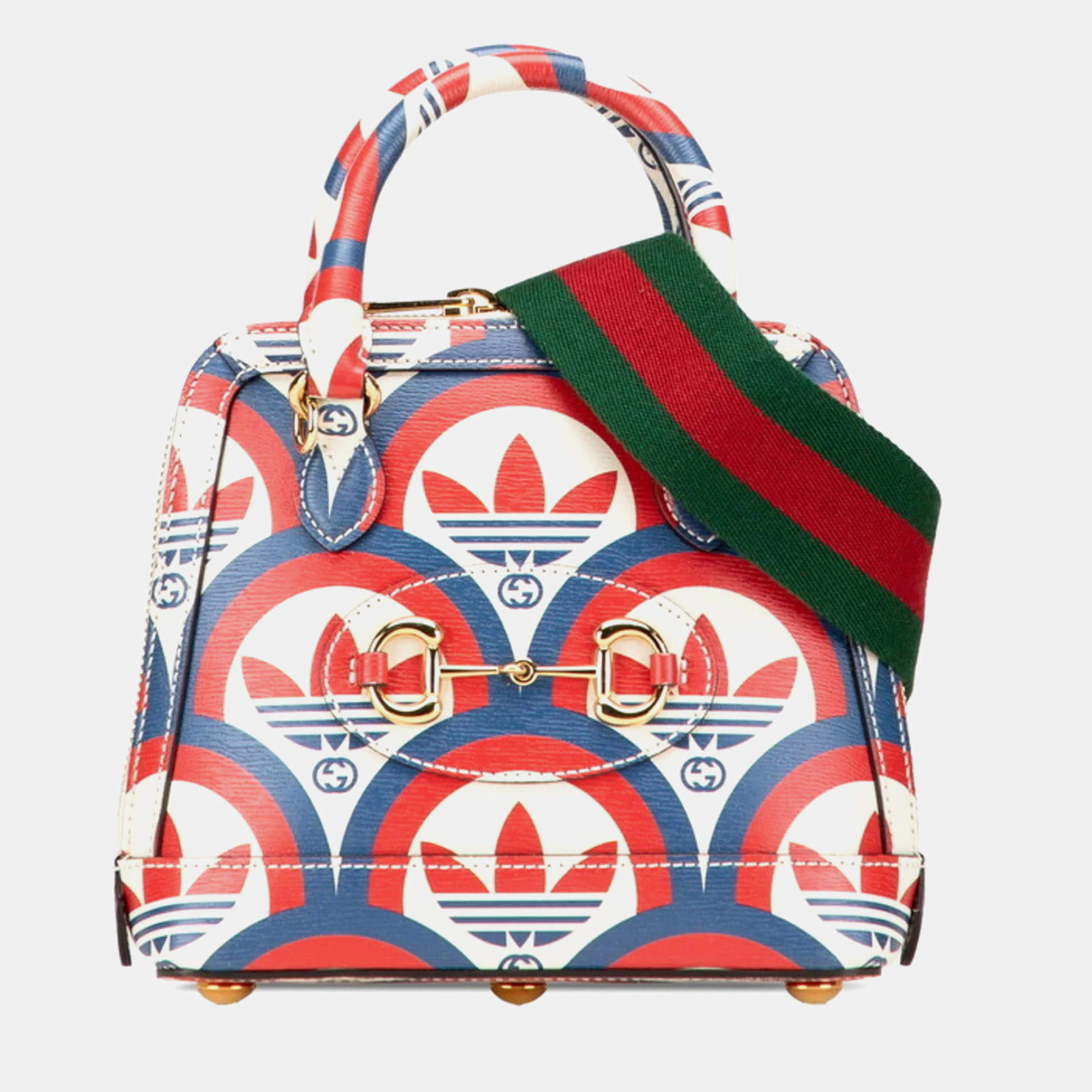 مملوكة مسبقًا Gucci X Adidas Horsebit 1955 Handbag/Shoulder Bag White Red Blue Leather