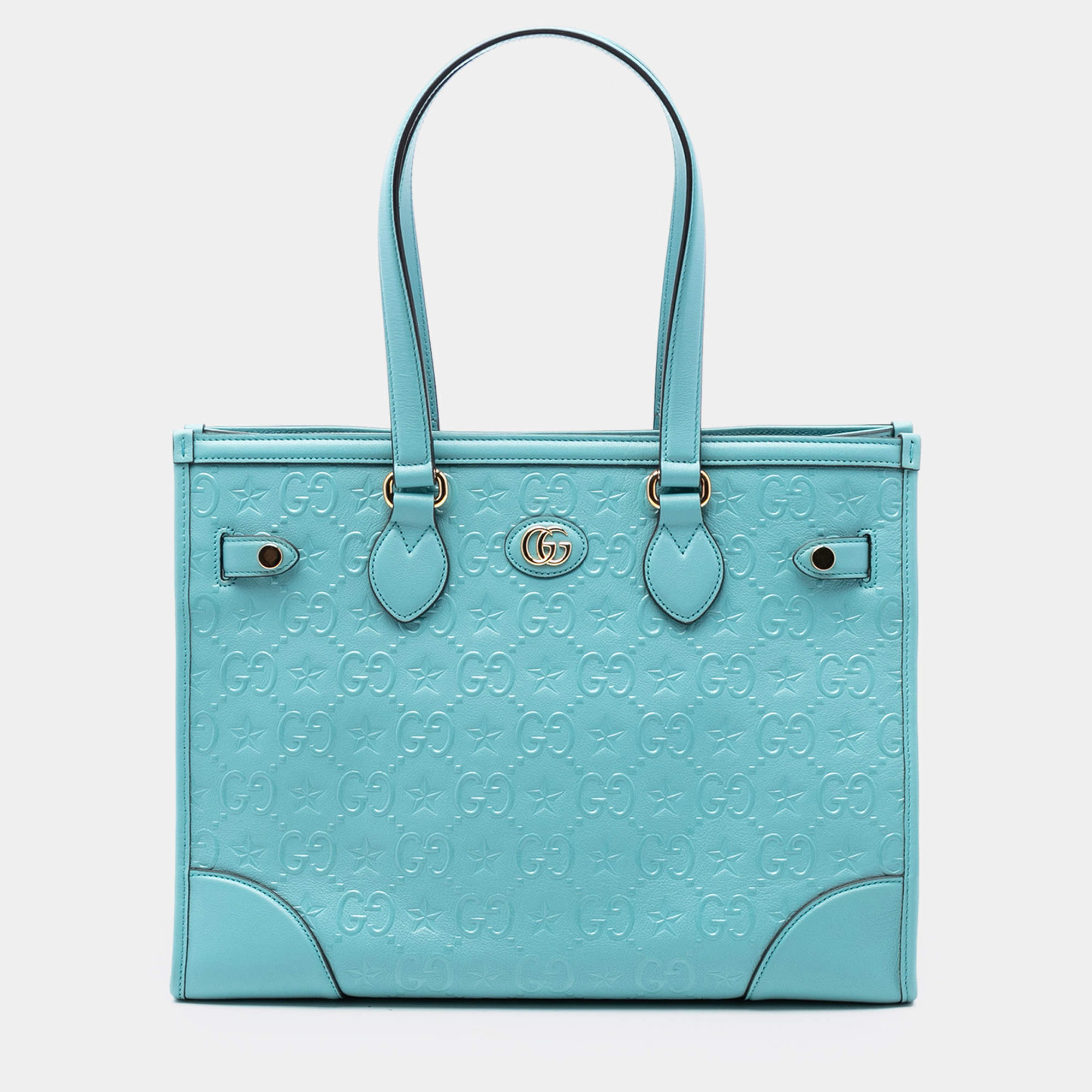 Pre Owned حقيبة يد توتس غوتشي جلد منقوش بنجوم زرقاء جي جي