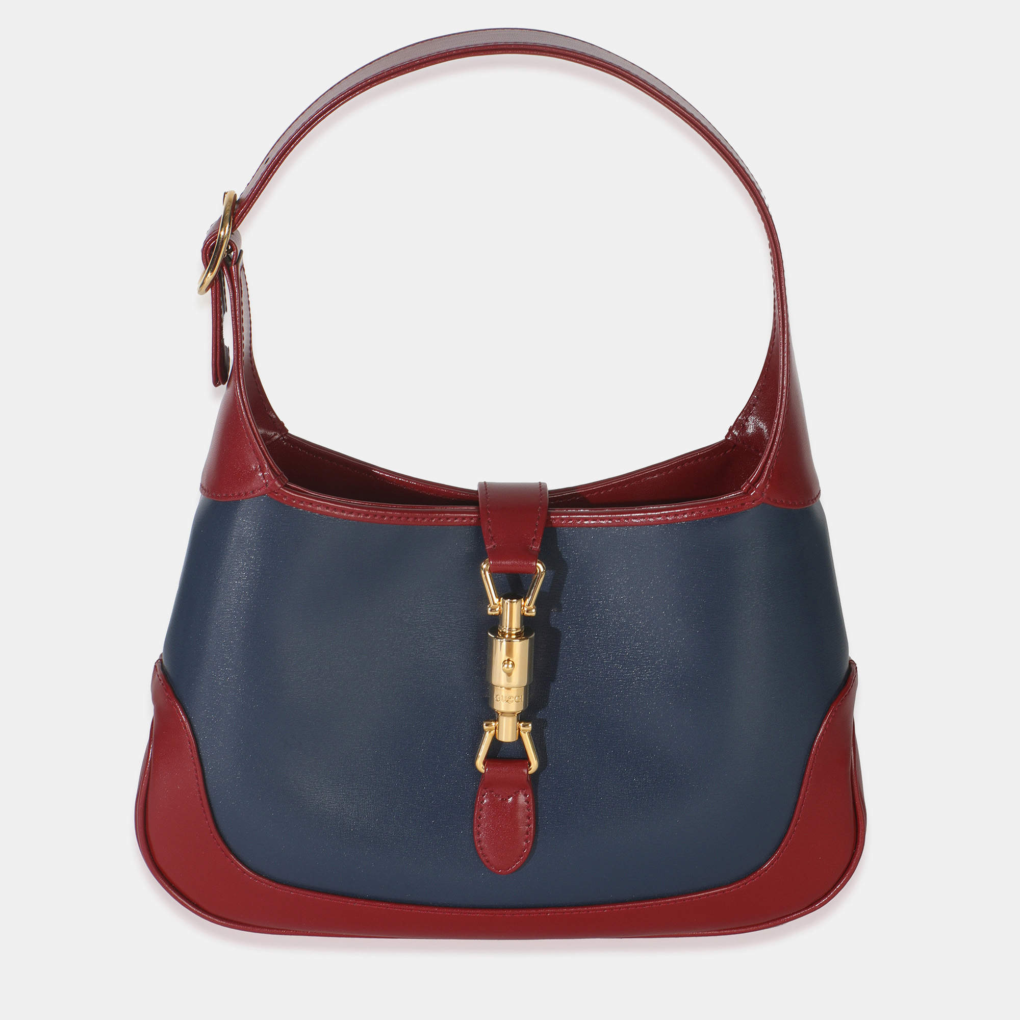 Pre Owned Gucci Red Blue Boarded Dyana Lux Calfskin Bi-Color Small Jackie 1961 Hobo