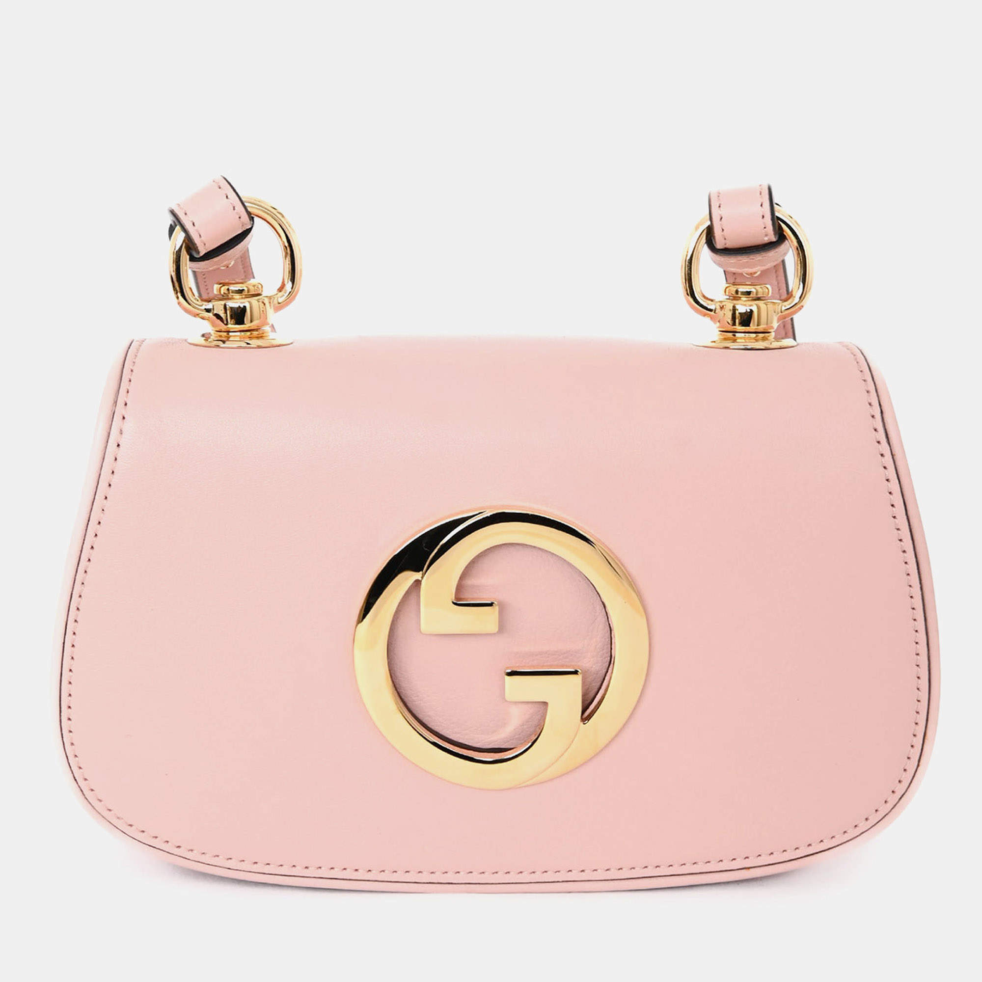 مملوكة مسبقًا حقيبة كروس غوتشي بلوندي جلد وردي حزام ويب قماشي