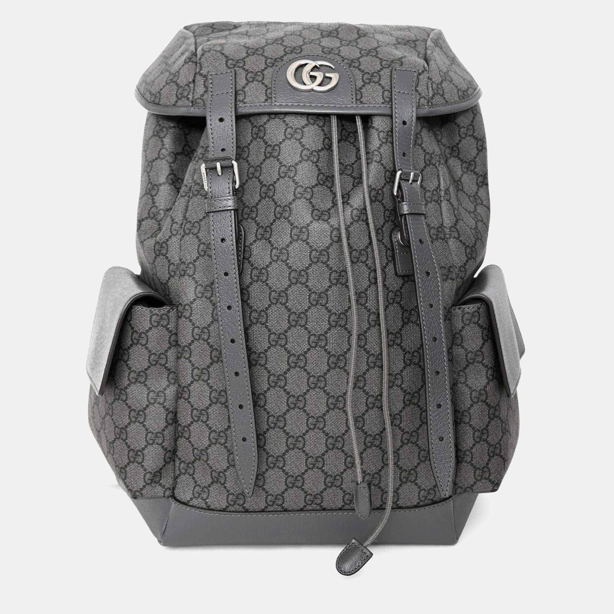 Pre Owned Gucci Grey Canvas GG Supreme Medium Backpack