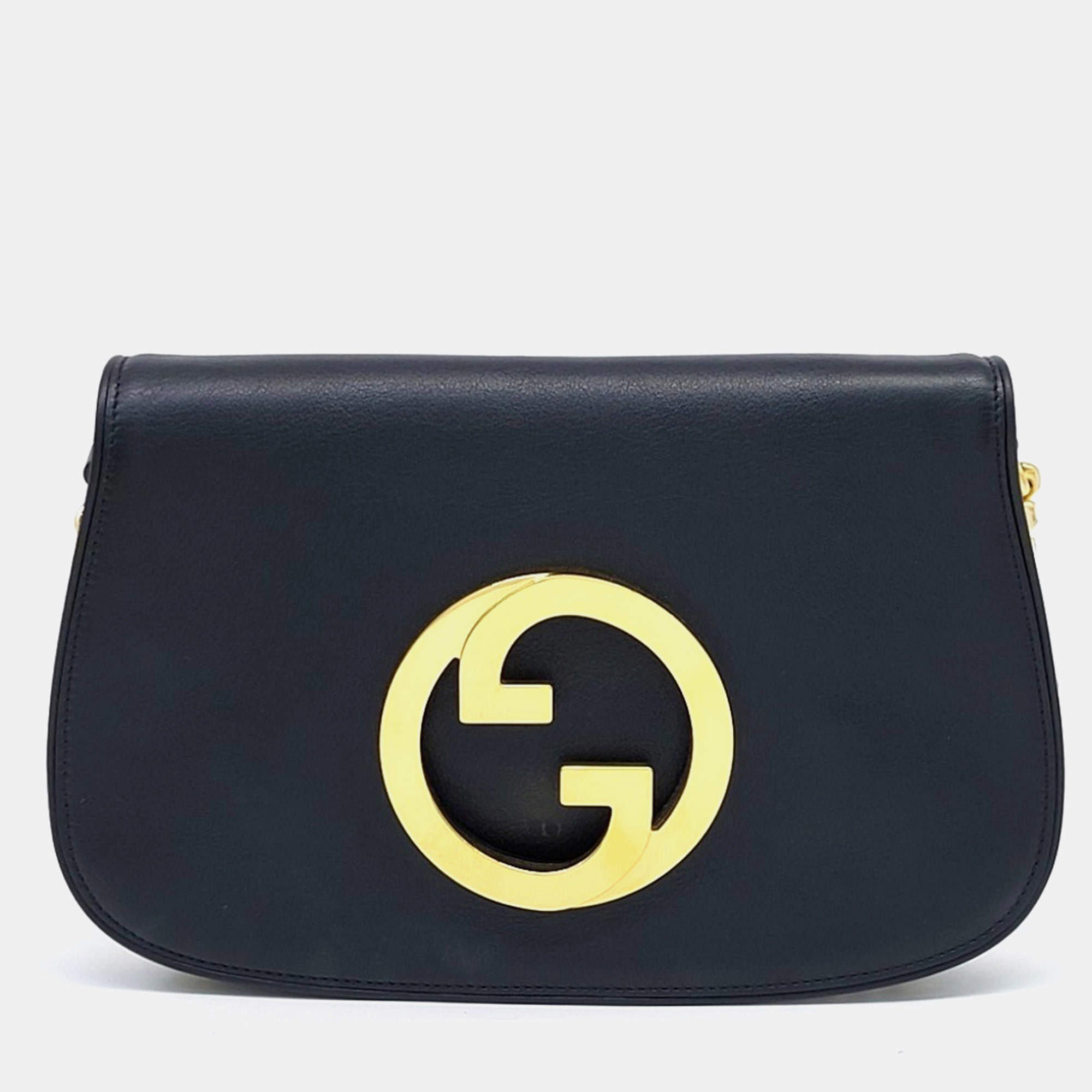 Pre Owned Gucci Black Leather Blondie Shoulder Bag (699268)