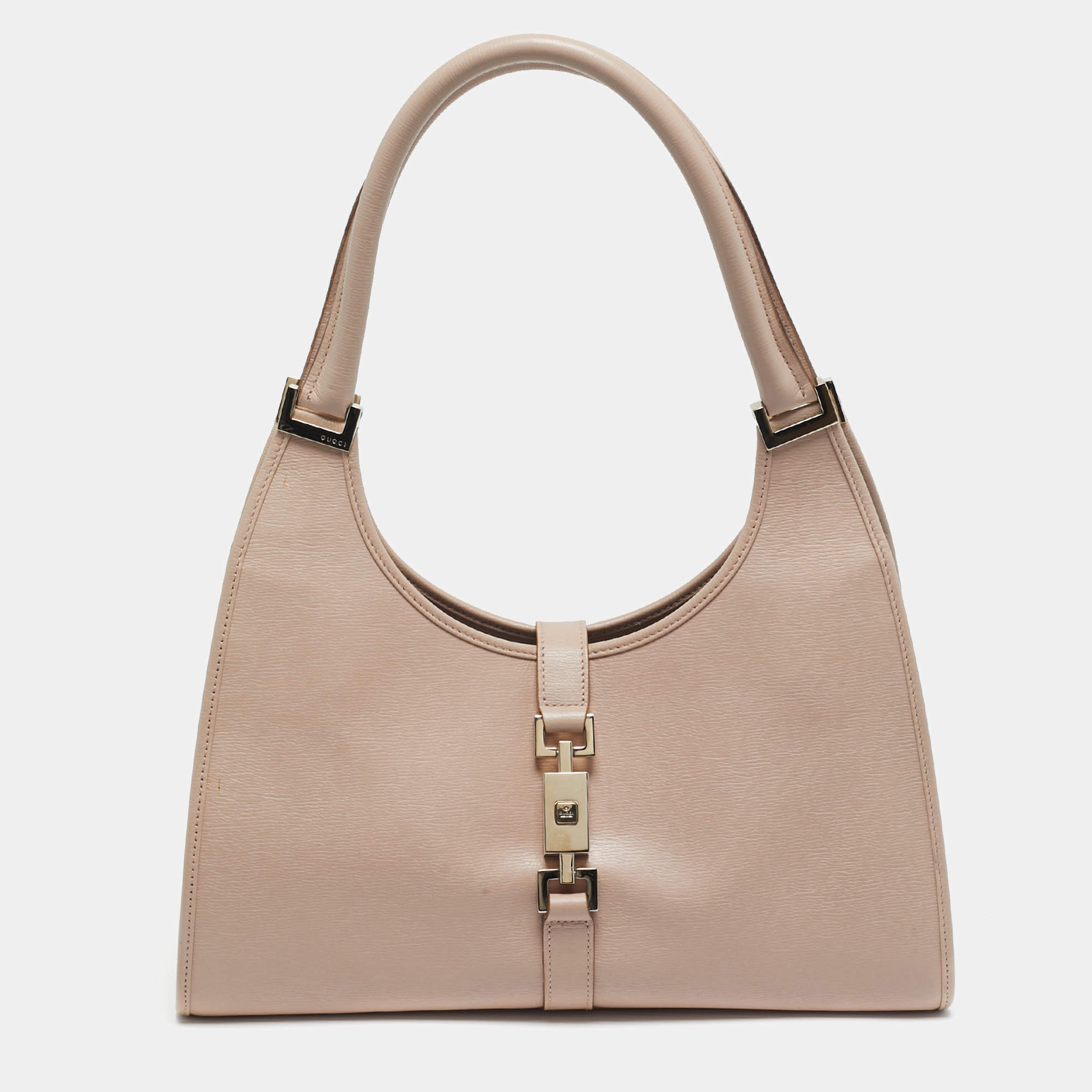 Pre Owned حقيبة هوبو غوتشي جاكي باردو جلد ثعبان كارونج بيج