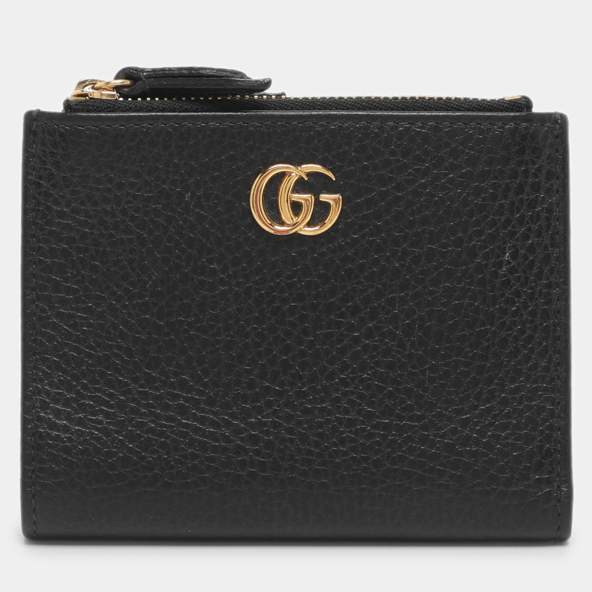 مملوكة مسبقًا Gucci GG Marmont Black Leather Bifold Wallet