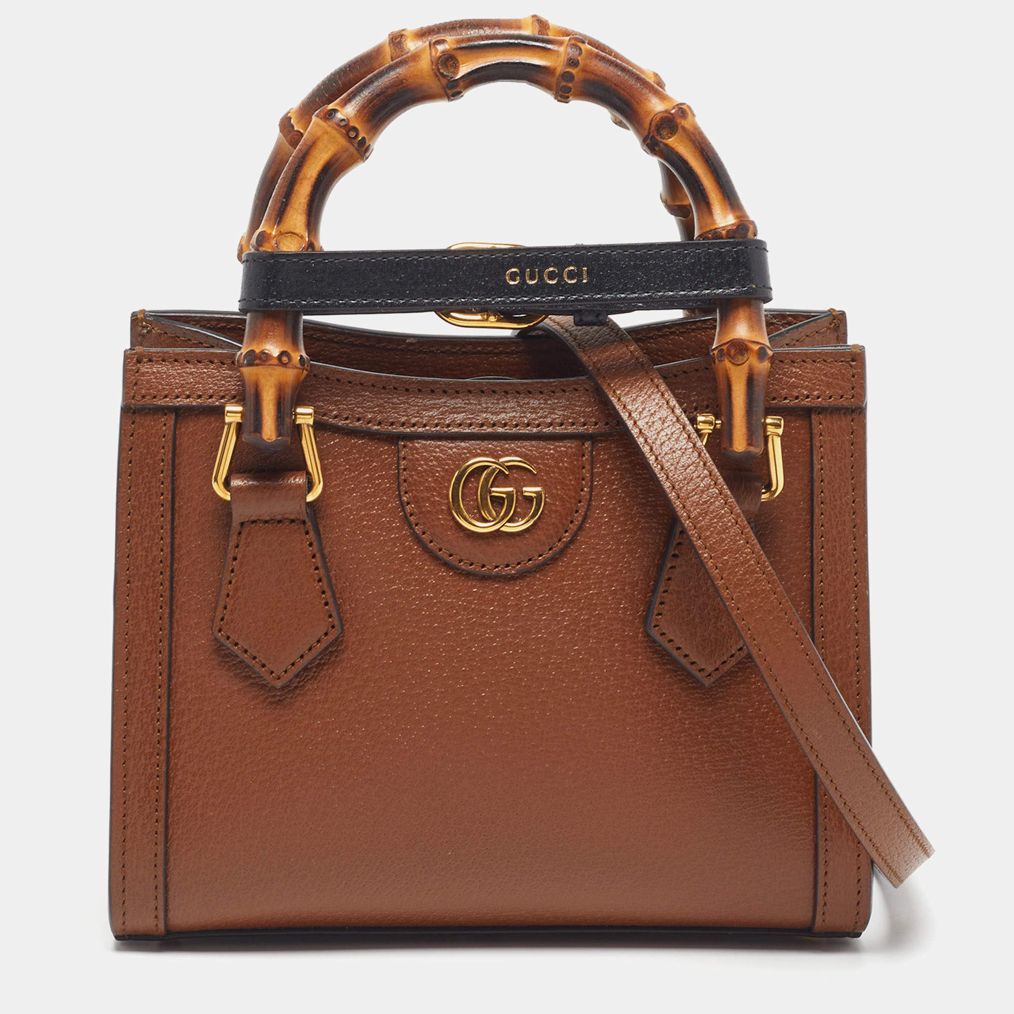 Pre Owned Gucci Diana Mini Brown Leather Tote