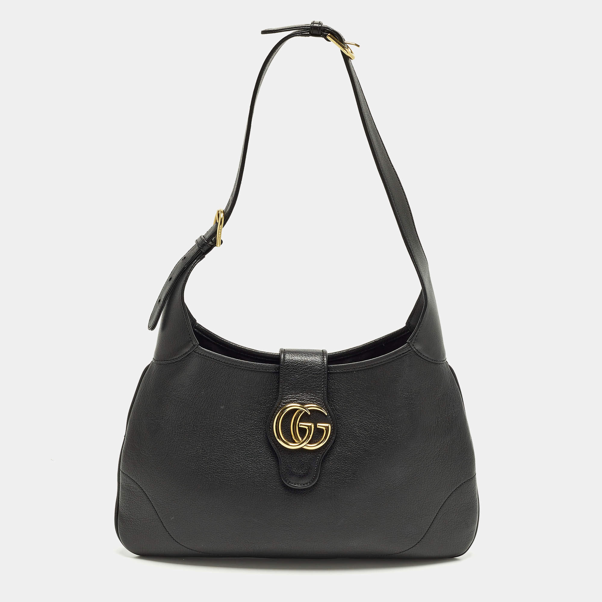 Pre Owned Gucci Aphrodite Medium Black Leather Shoulder Bag