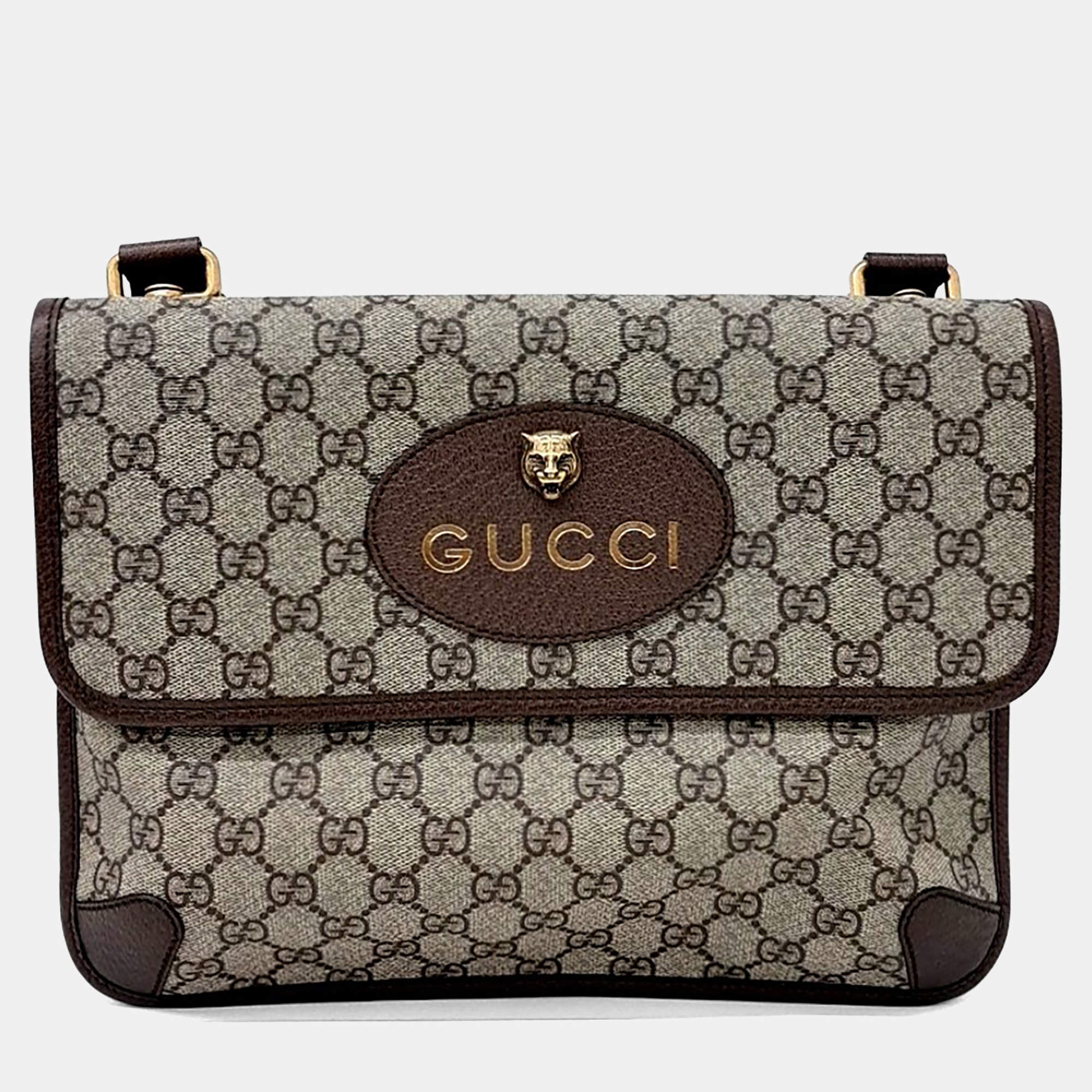 Pre Owned حقيبة ماسنجر من غوتشي جلد بني وبي في سي جي جي سوبريم