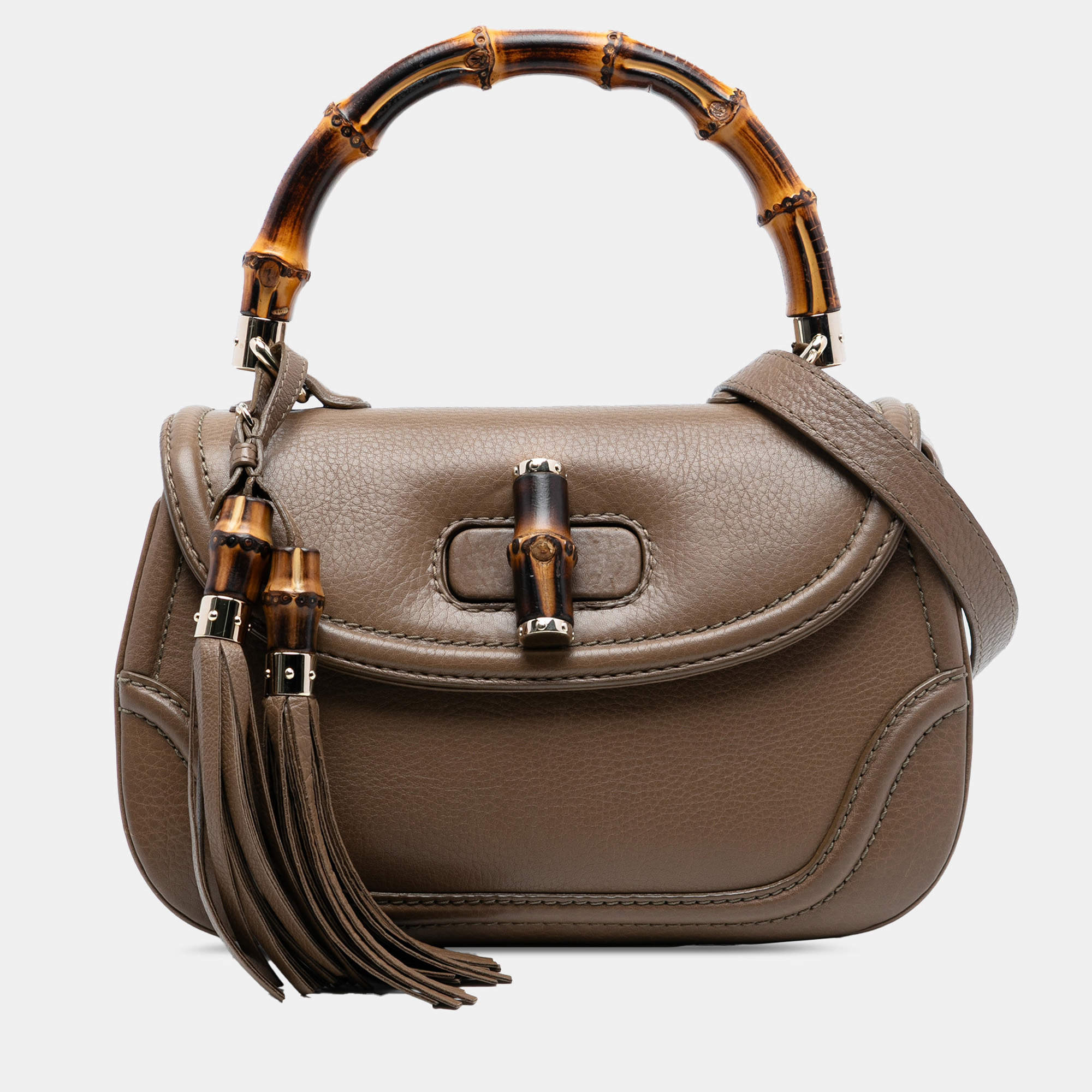مملوكة مسبقًا Gucci Brown Medium Leather New Bamboo Satchel