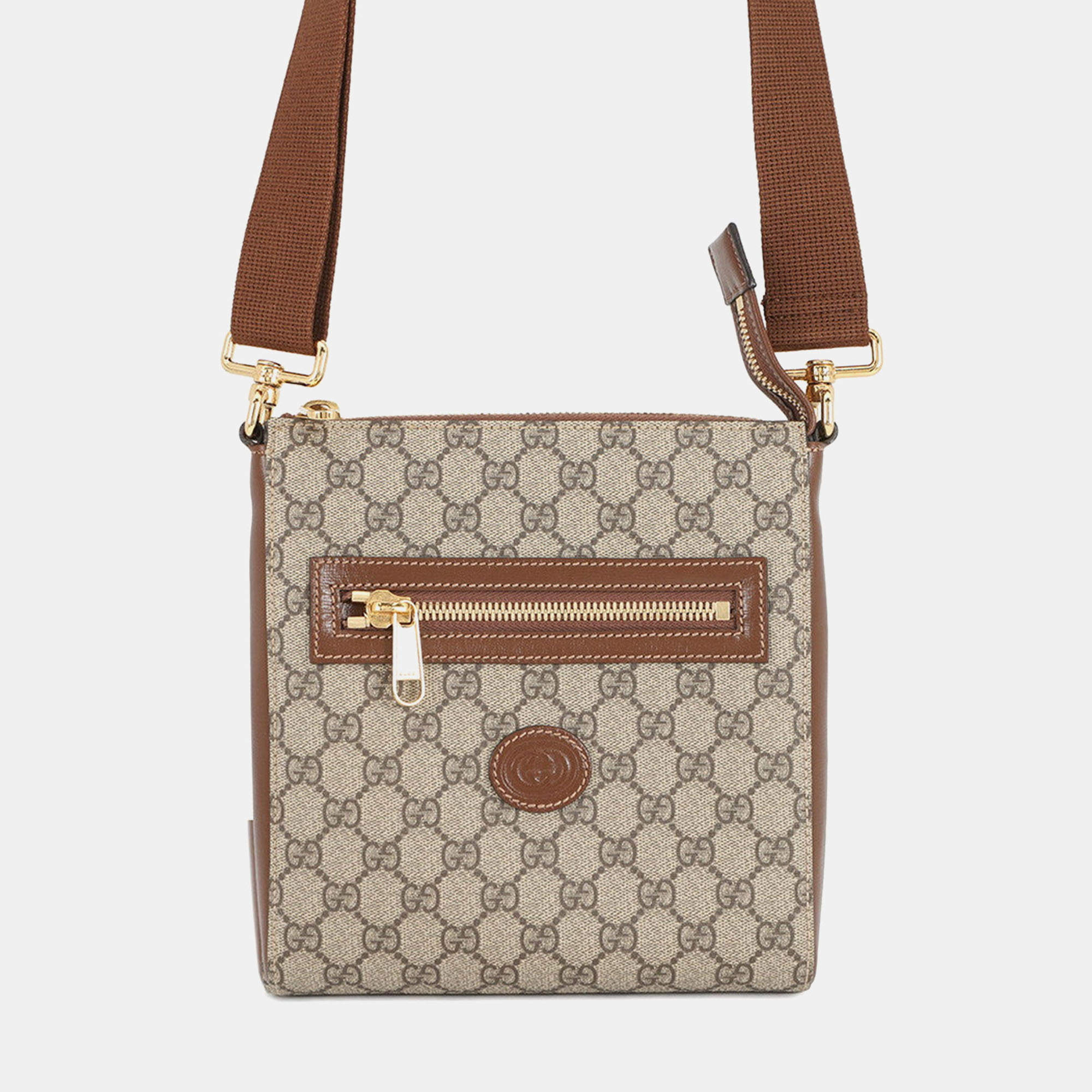 مملوكة مسبقًا حقيبة رسول غوتشي جي جي سوبريم جلد بني/بيج جي جي سوبريم