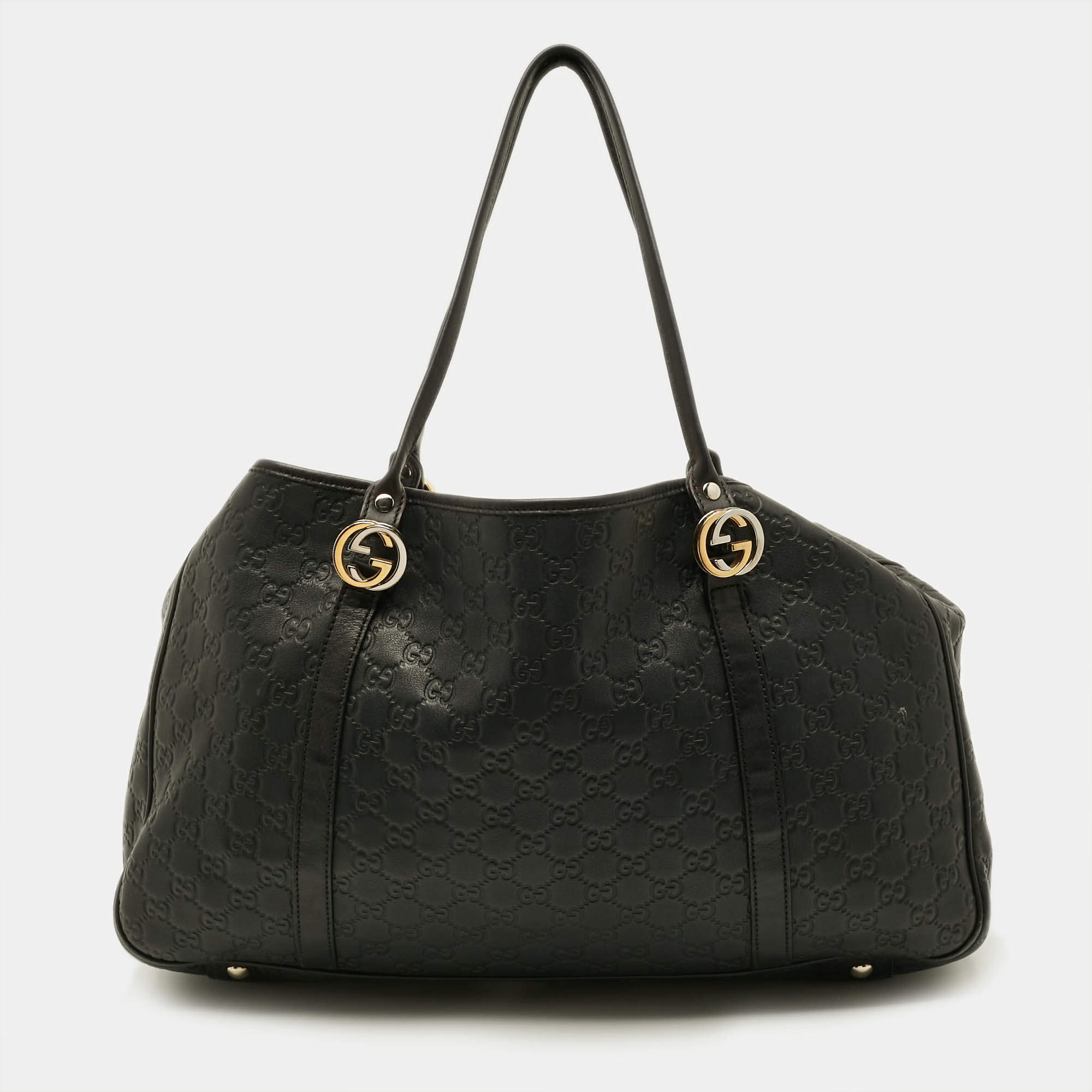 مملوكة مسبقًا Gucci GG Twins Large Black Guccissima Leather Tote