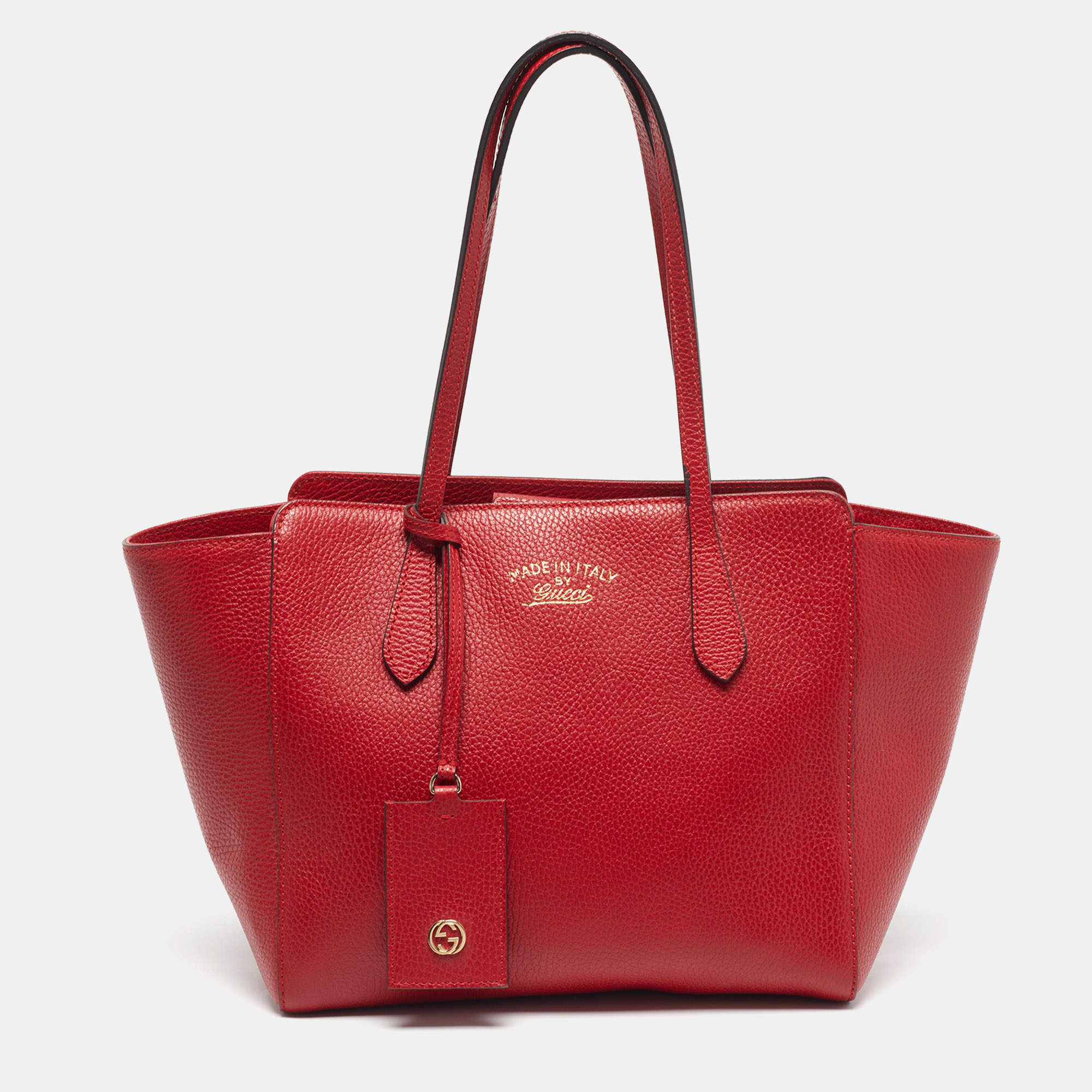Pre Owned Gucci Swing Small Red Leather Tote