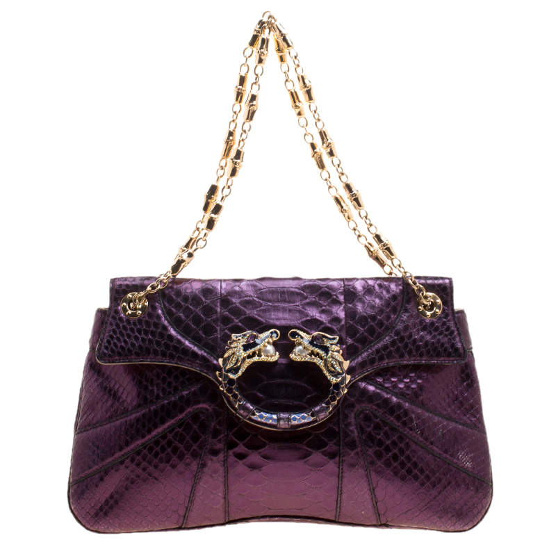 Gucci Purple Python Tom Ford Jeweled Dragon Chain Clutch Gucci | The ...
