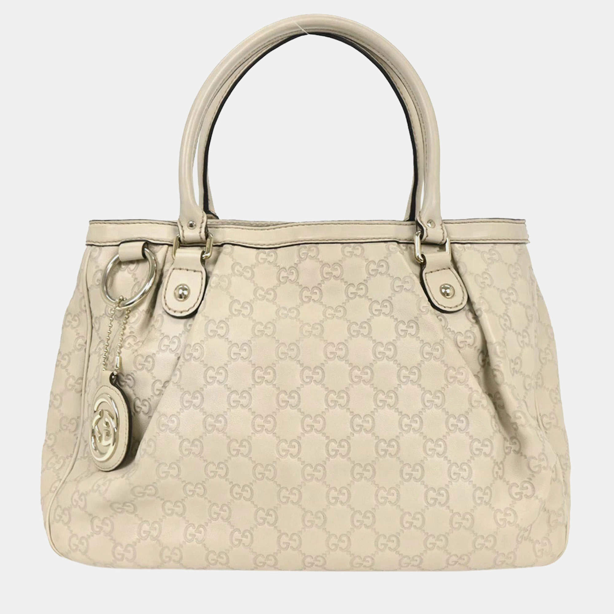 Pre Owned Gucci Off-white Guccissima Leather Tote Handbag