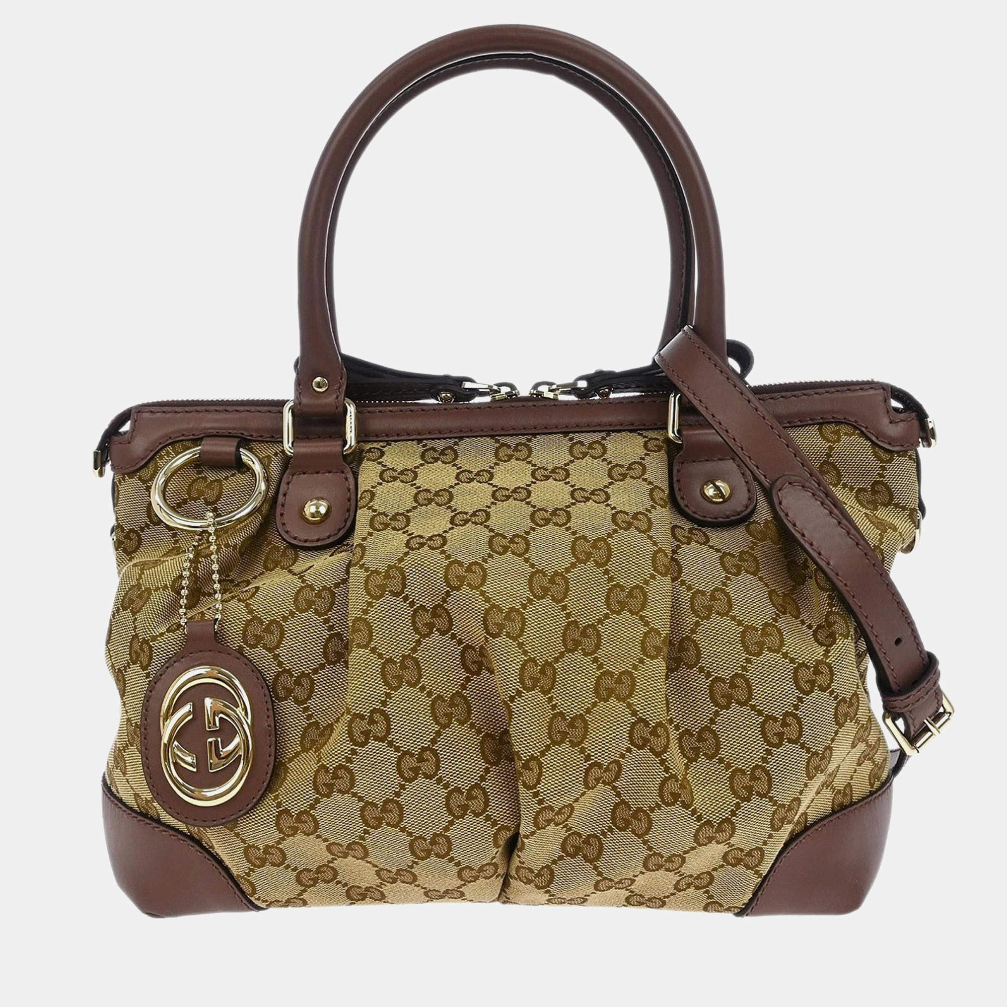 Pre Owned Gucci Beige GG Sukey 2way Handbag