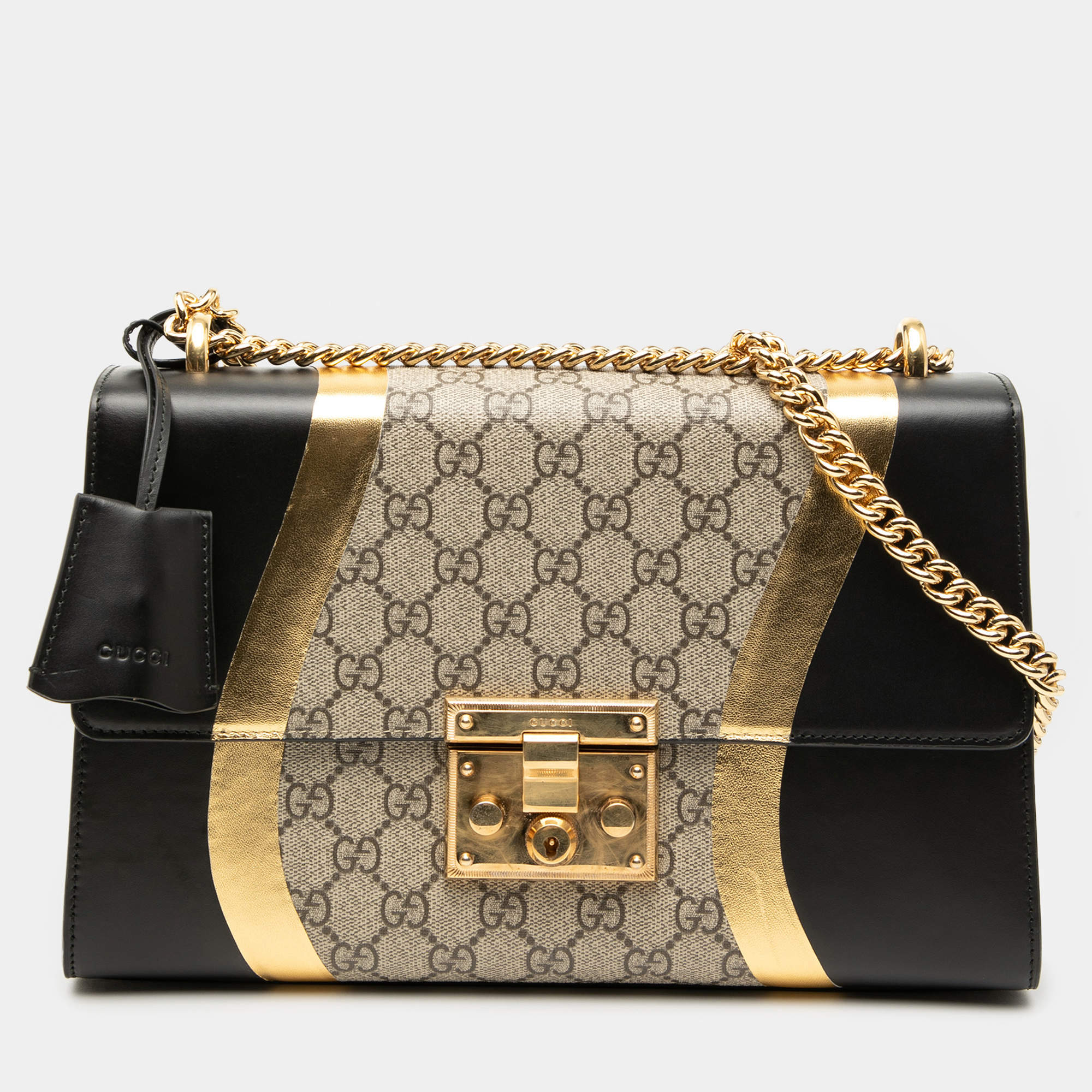 Pre Owned حقيبة كروس بودي غوتشي بني GG سوبريم كبيرة أوصريد بقلادة قفل