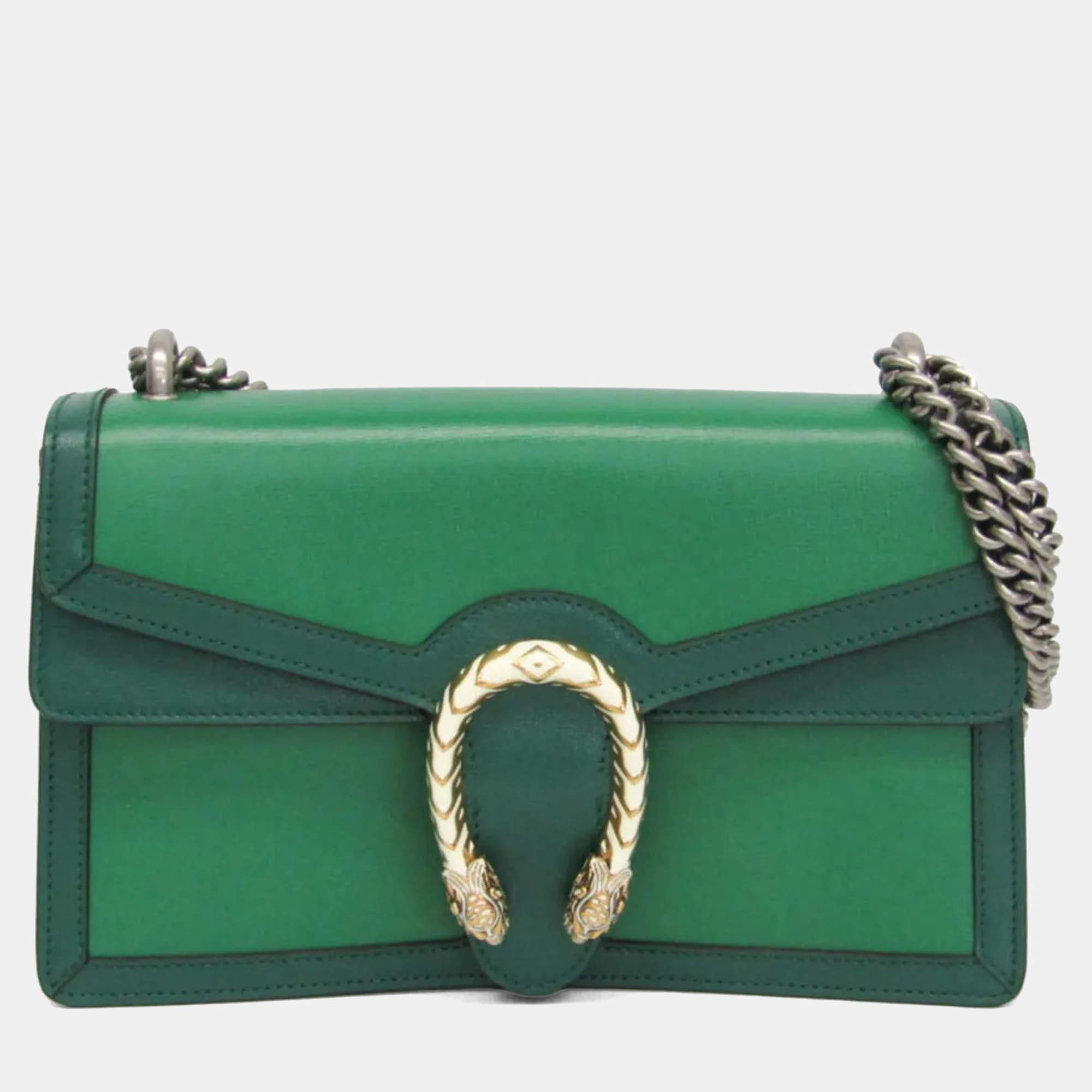 Pre Owned حقيبة كتف غوتشي ديونيسوس نسائية جلد خضراء 400249