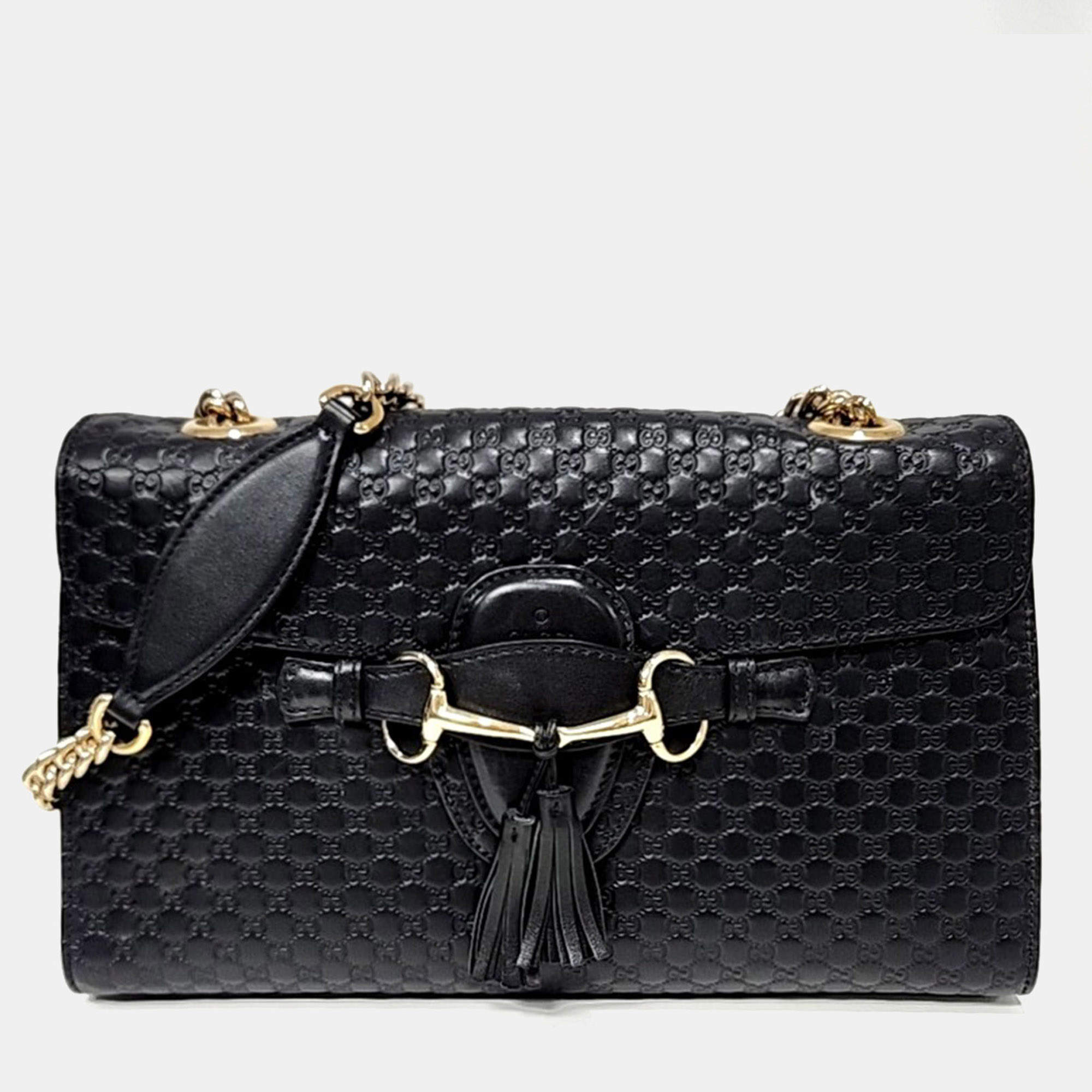 Pre Owned Gucci Black Leather Micro Cimaline Emily Bag