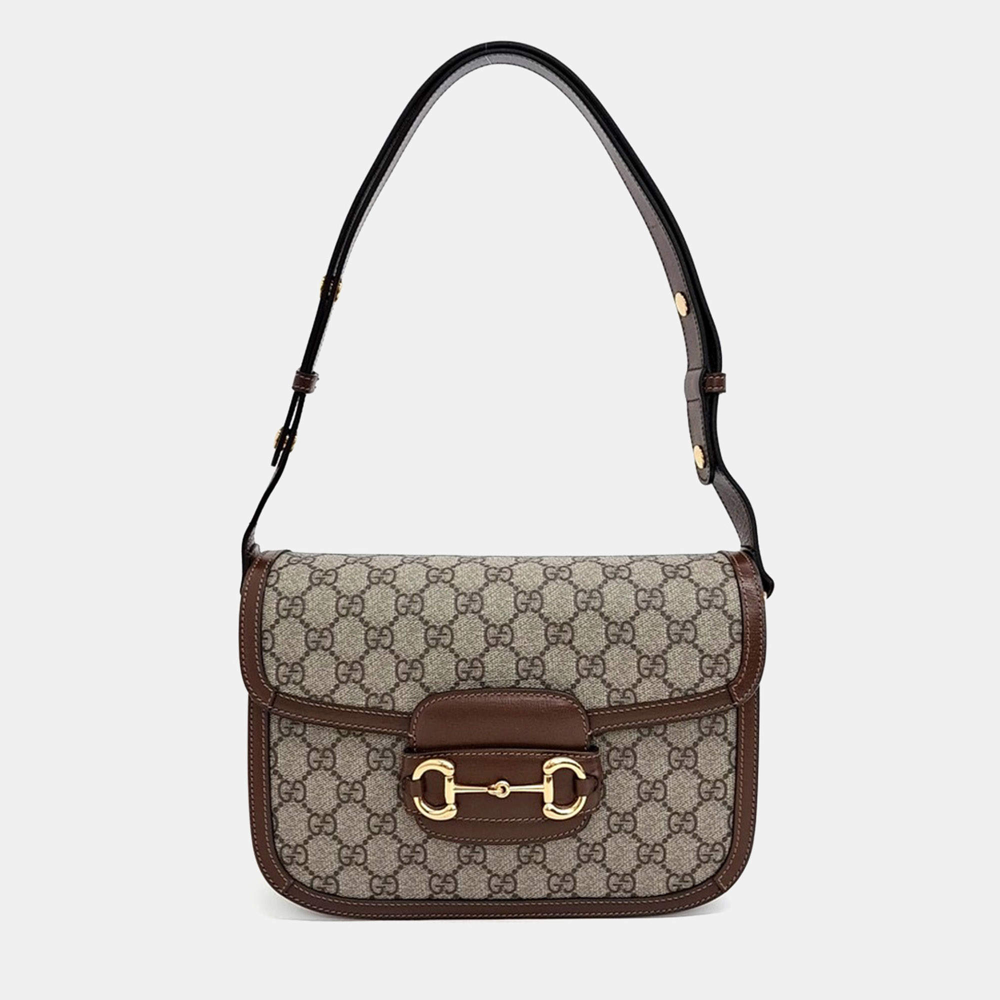 Pre Owned حقيبة كتف غوتشي هورسبيت 1955 بيج PVC