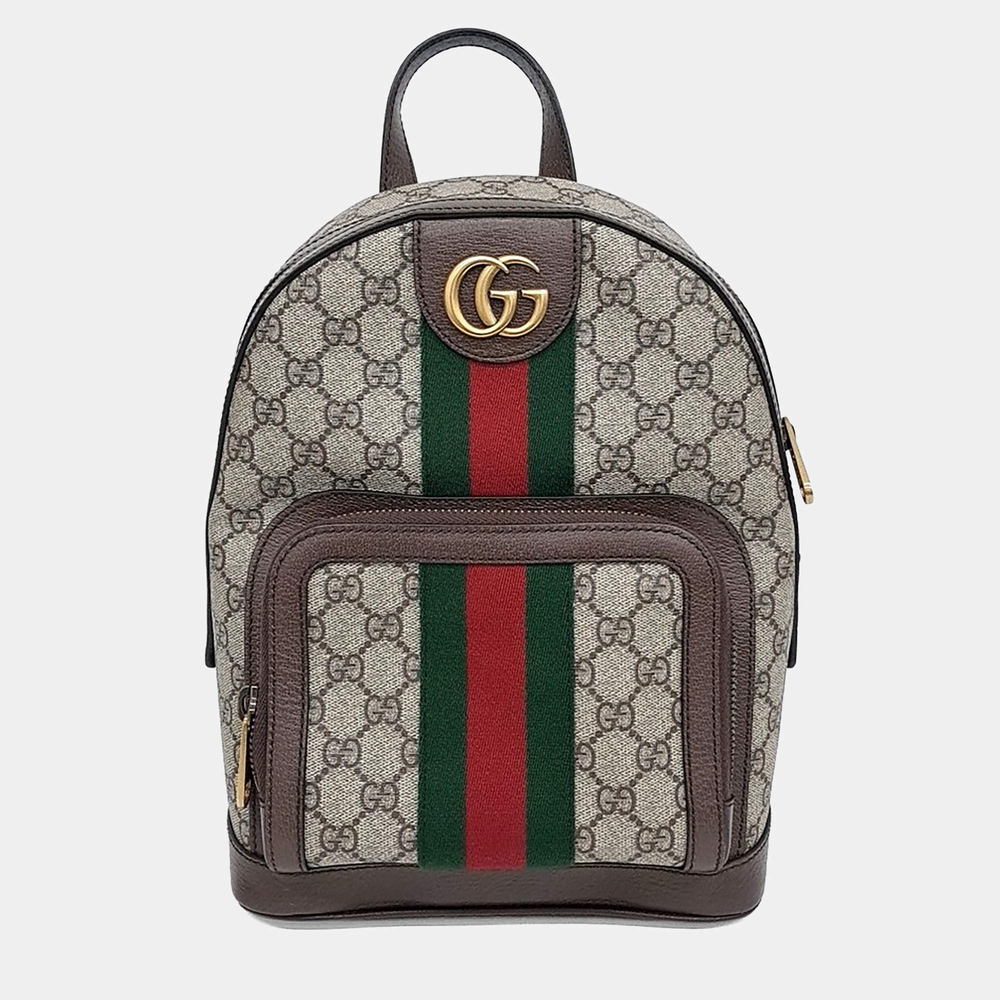 Pre Owned Gucci Brown PVC Ophidia GG Supreme Backpack Small