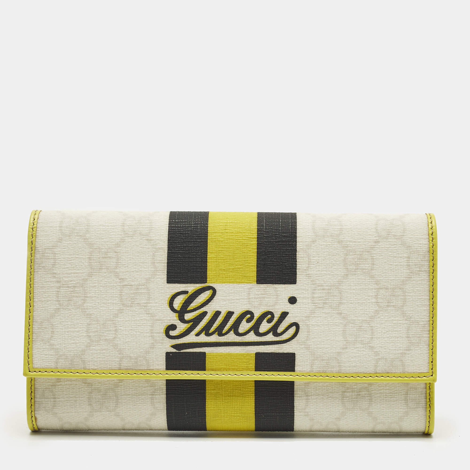 مملوكة مسبقًا Gucci Tricolor GG Supreme Canvas Continental Wallet