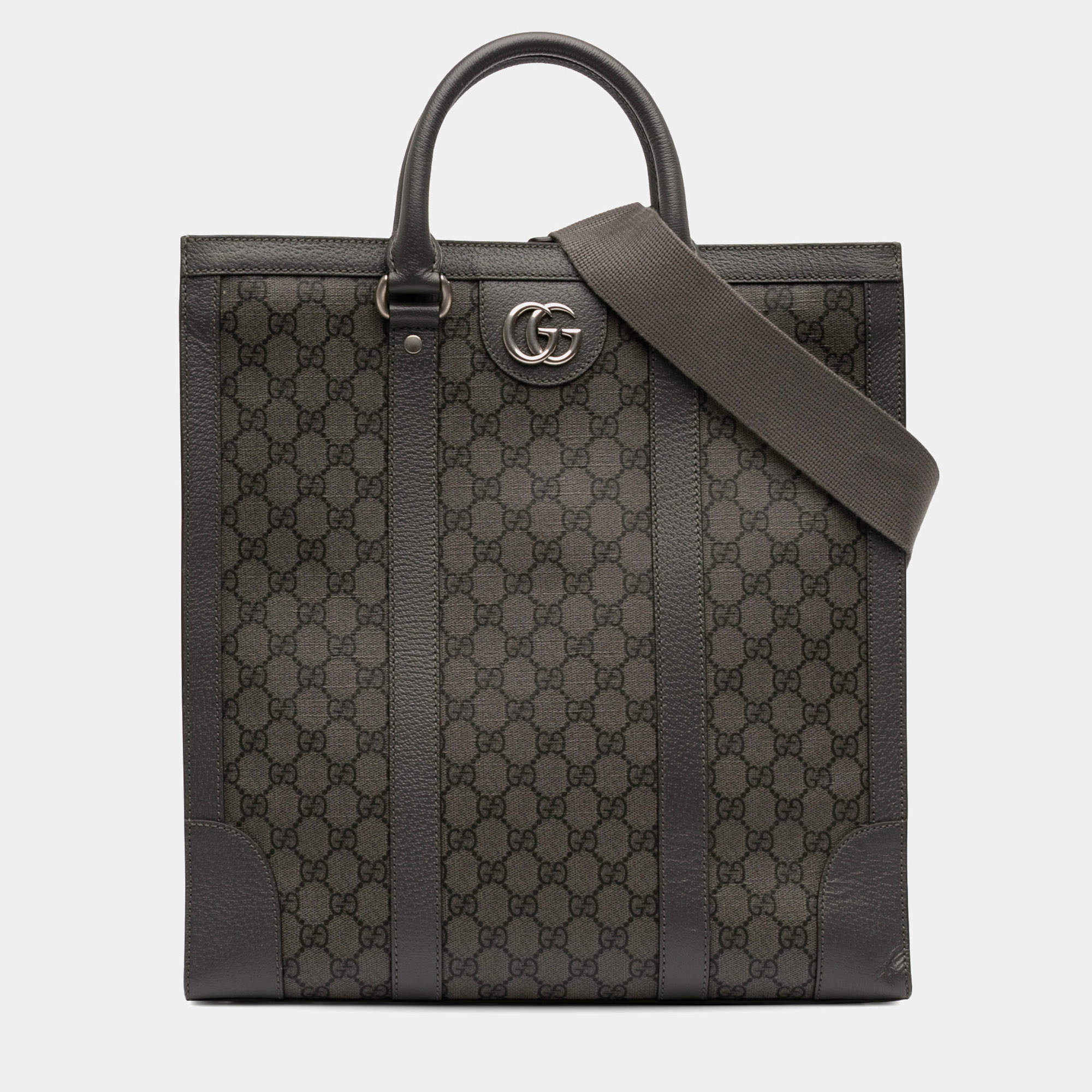 Pre Owned Gucci Grey Medium GG Supreme Ophidia Satchel