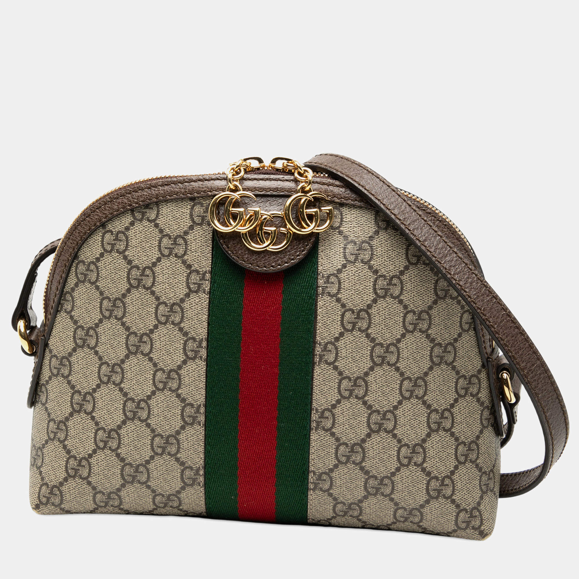 مملوكة مسبقًا Gucci Brown Small GG Supreme Web Ophidia Dome Crossbody