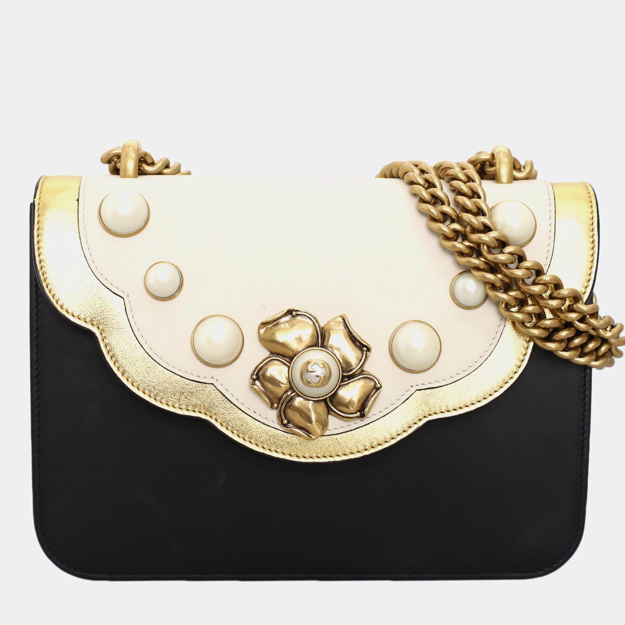 Pre Owned Gucci Pearly Peony Chain Shoulder Bag
