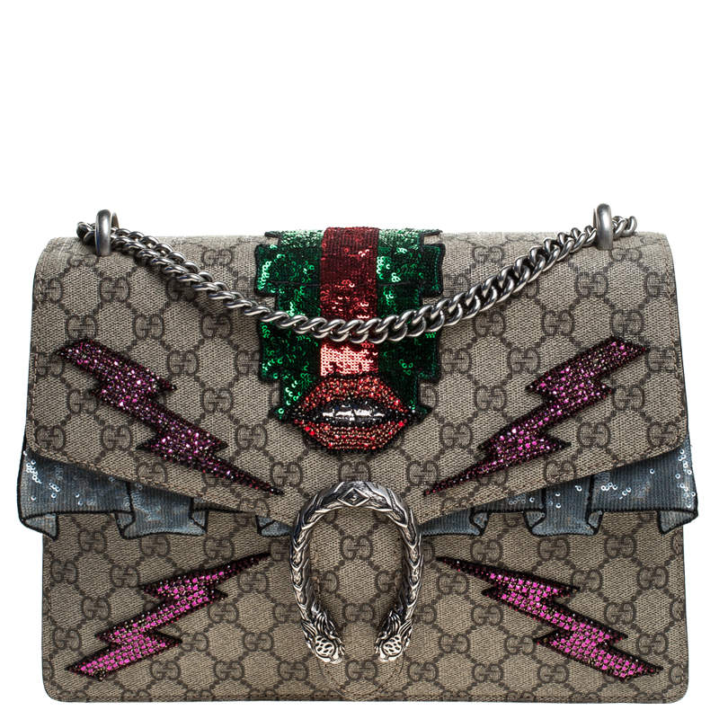 Gucci Dionysus Medium GG Supreme Embroidered Sequin Shoulder Bag