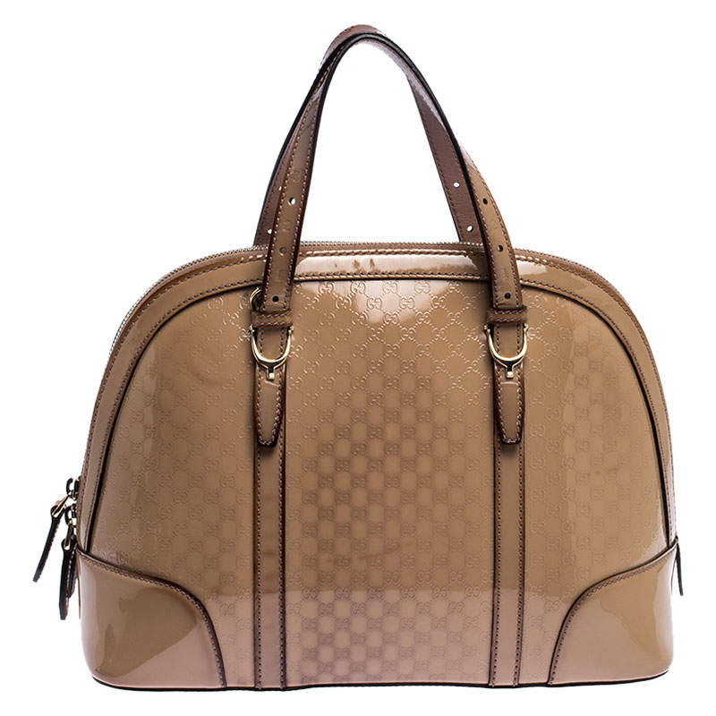 Gucci Beige Micro Guccissima Patent Leather Nice Satchel 