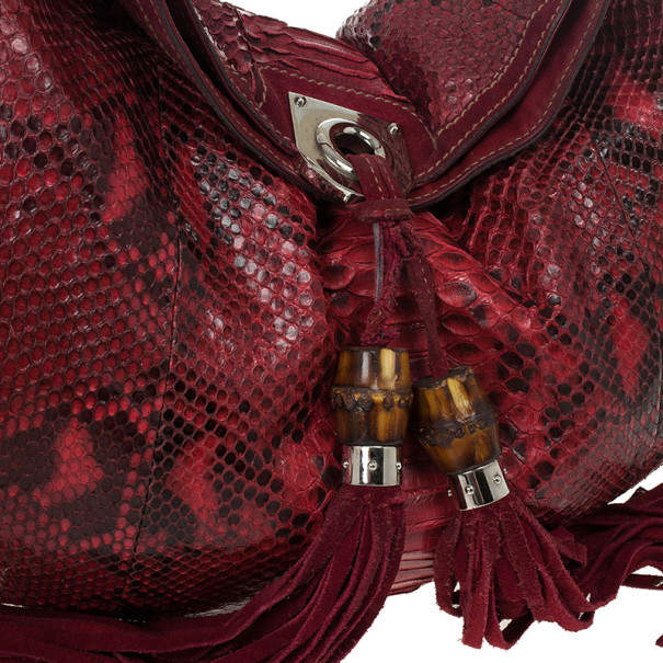 Gucci Red Python Large Indy Hobo Bag with Shoulder Strap . , Lot #56305