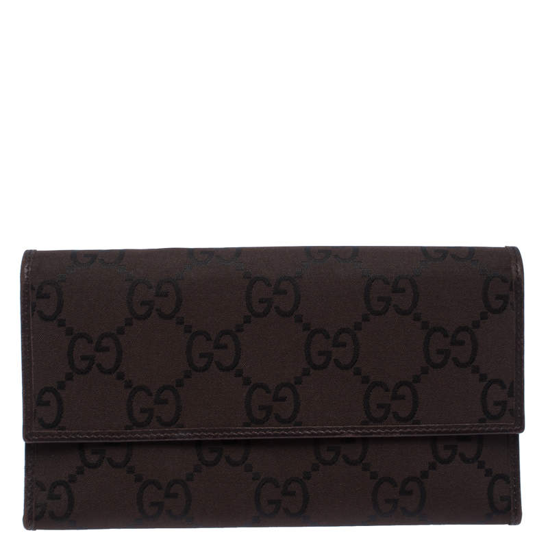 Gucci Brown GG Fabric Continental Wallet
