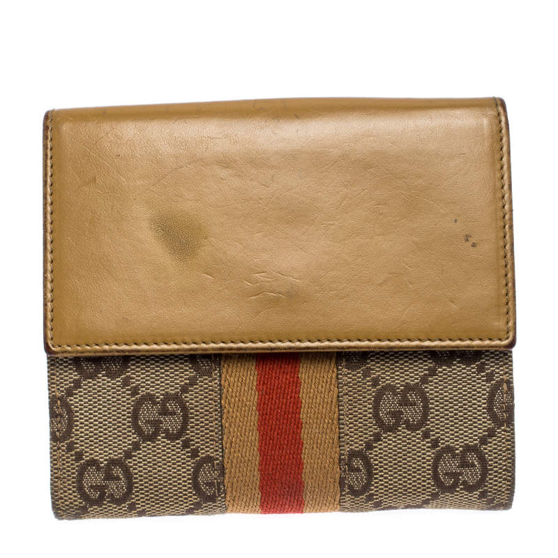 Gucci Tan/Beige GG Canvas and Leather Jackie Compact Wallet Gucci | The  Luxury Closet