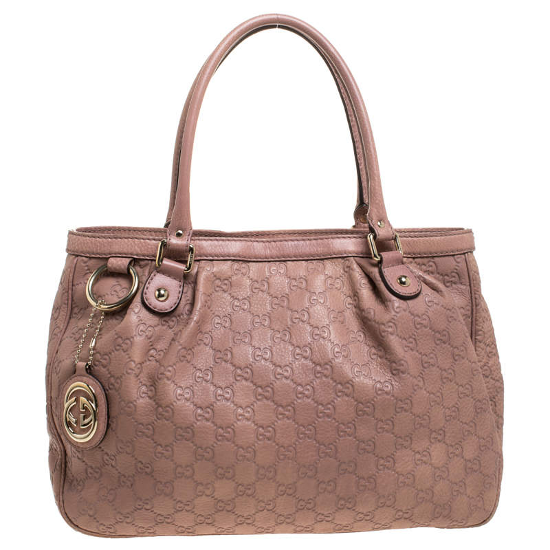 Pre Owned Gucci Rose Pink Guccissima Leather Sukey Tote