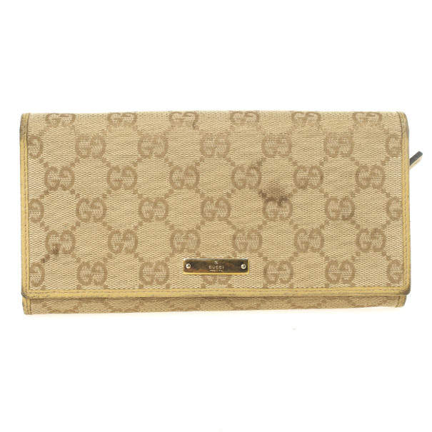 Gucci Beige Monogram Continental Wallet