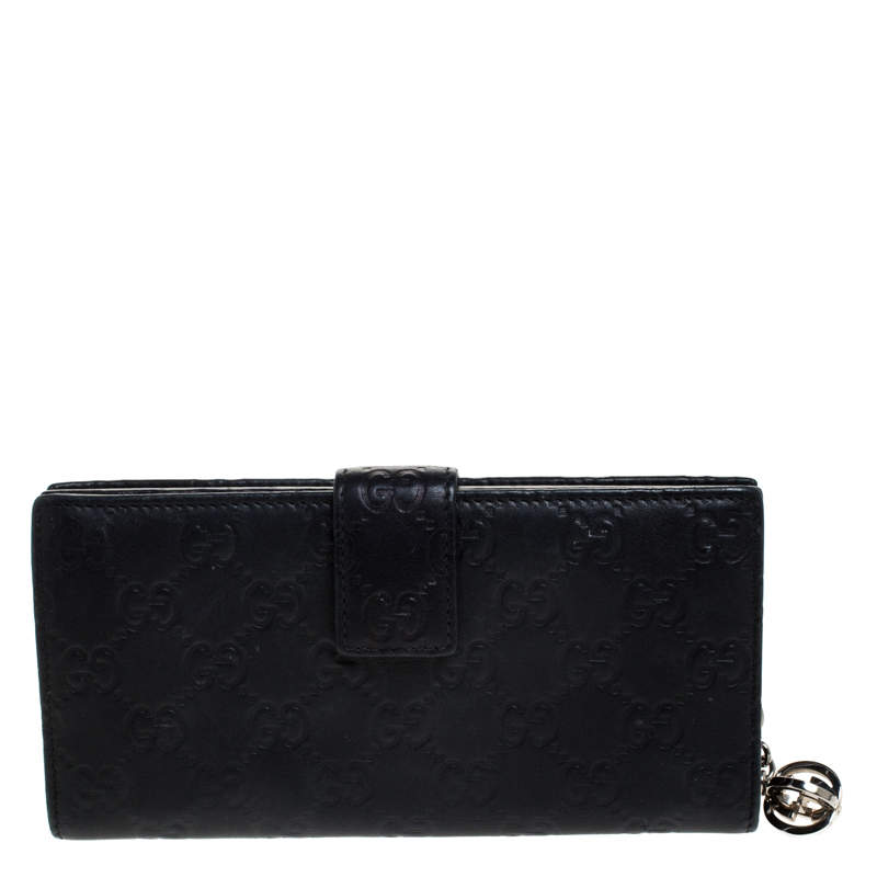 Gucci Black GG Guccissima Leather GG Twin Continental Wallet