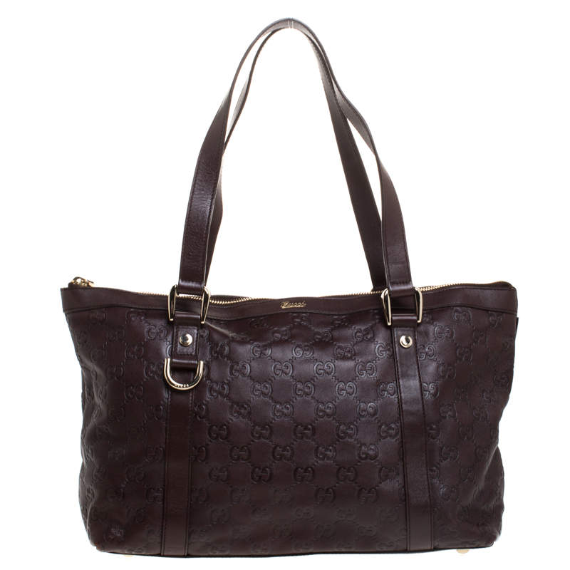 مملوكة مسبقًا Gucci Brown Guccissima Leather Abbey Tote