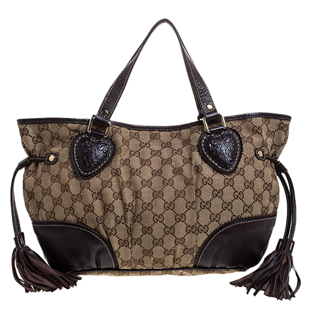 مملوكة مسبقًا Gucci Beige/Brown GG Canvas and Leather Tribeca Satchel