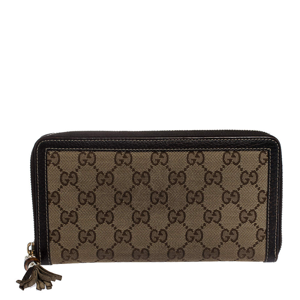 Gucci Beige GG Canvas and Leather Continental Zip Around Wallet