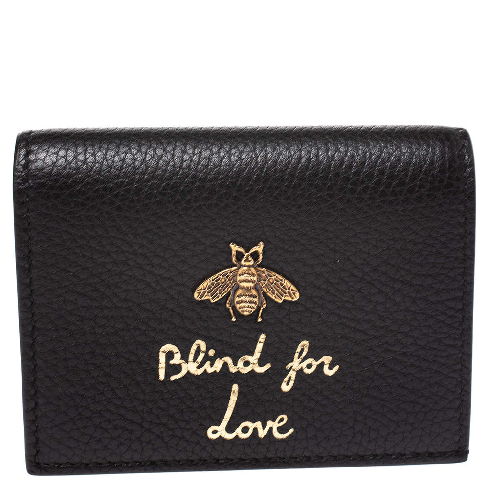 Gucci Black Leather Animalier Card Case